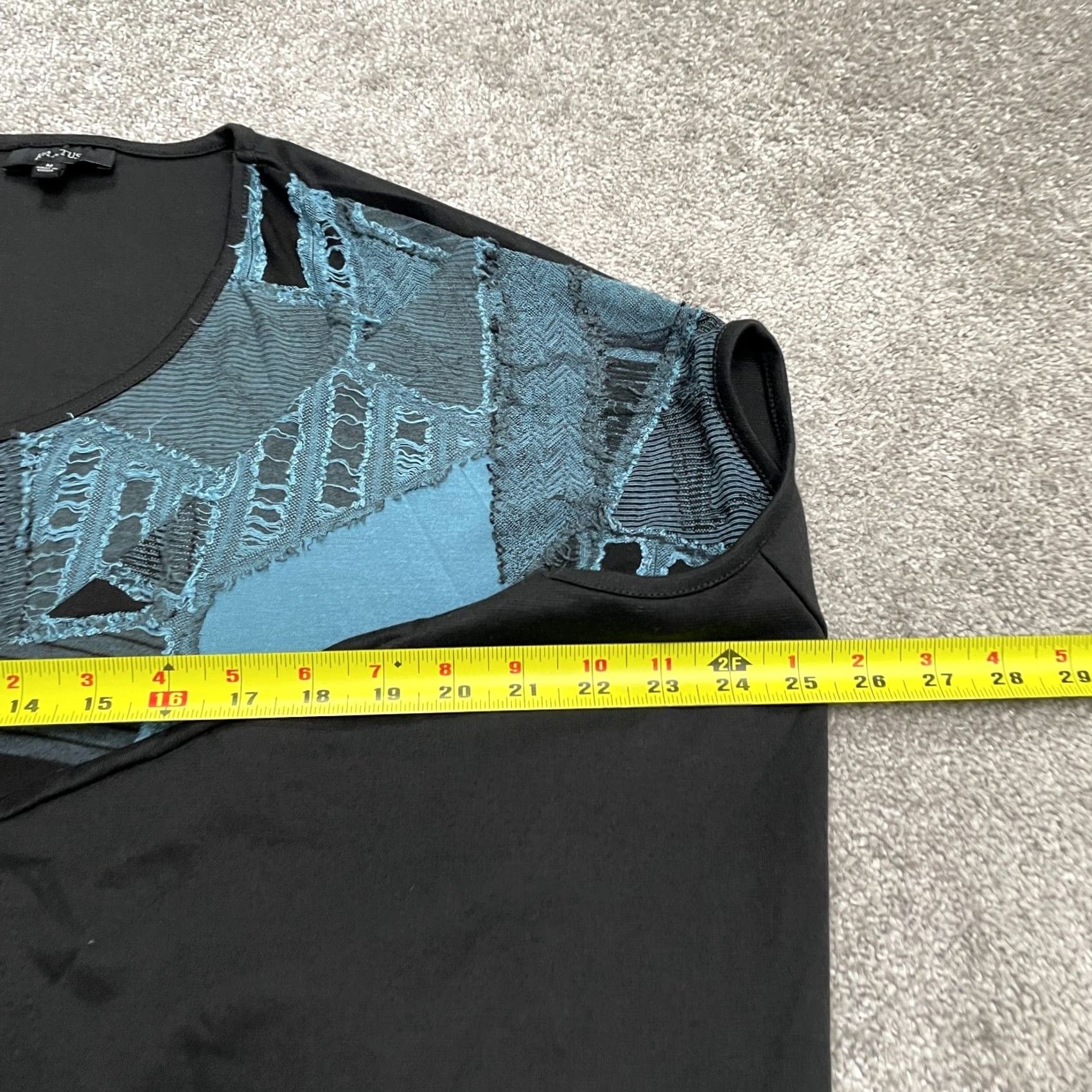 Vintage Kaktus Blouse Shirt Kimono Sleeve Tunic Womens Medium Black Blue Casual Geometric Knit Polyester 3/4 Sleeve Scoop Neck Regular Modern Vintage: No Size M / US 6-8 / IT 42-44 - 7 Thumbnail