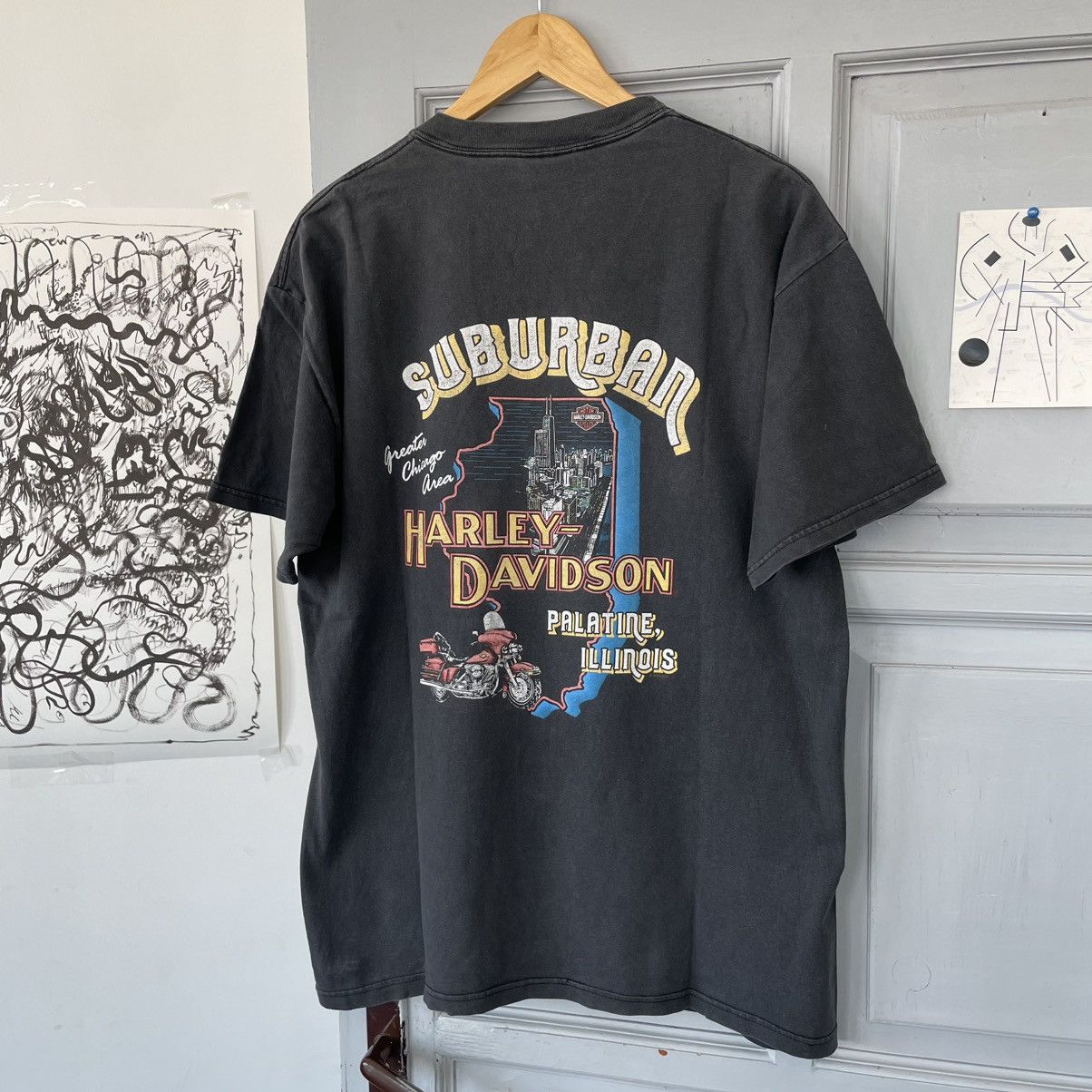 Harley Davidson × Vintage Vintage 90’s Harley Davidson Suburban Chicago T-shirt Size US L / EU 52-54 / 3 - 6 Thumbnail