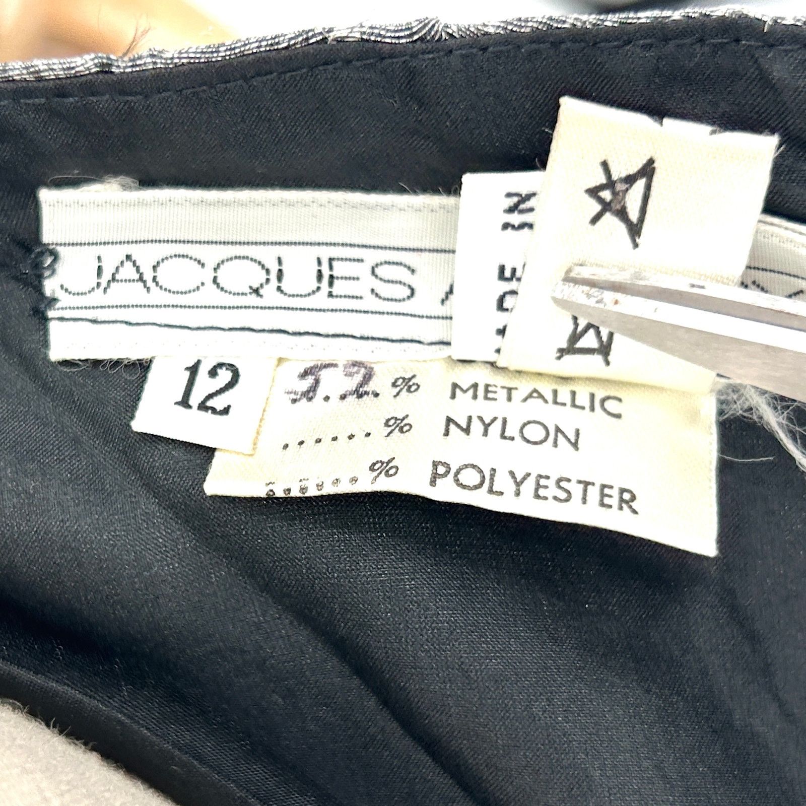 Vintage 90s Jacques Azagury Silver Sequin Silk Strapless Boned Dress Size S / US 4 / IT 40 - 6 Thumbnail