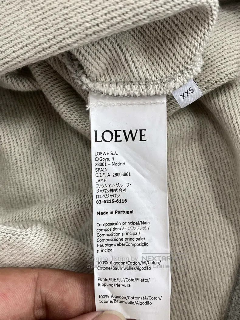 Loewe Gray Leather Pocket Large Logo Hoodie with Hood