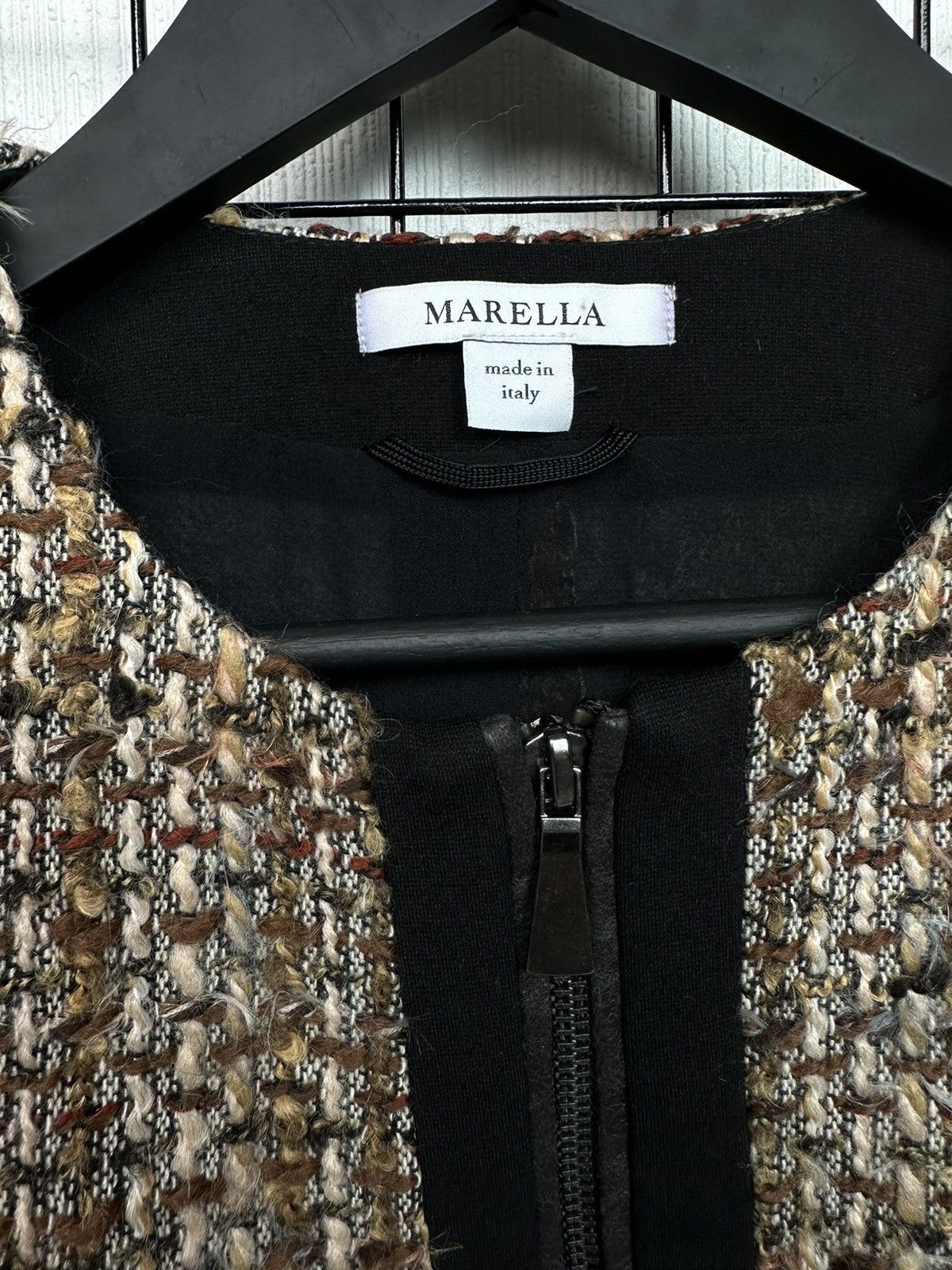 Marella × Max Mara × Weekend Max Mara Marella by Max Mara blazer Womens zip Jacket tweed wool 4 sz Size S / US 4 / IT 40 - 5 Thumbnail