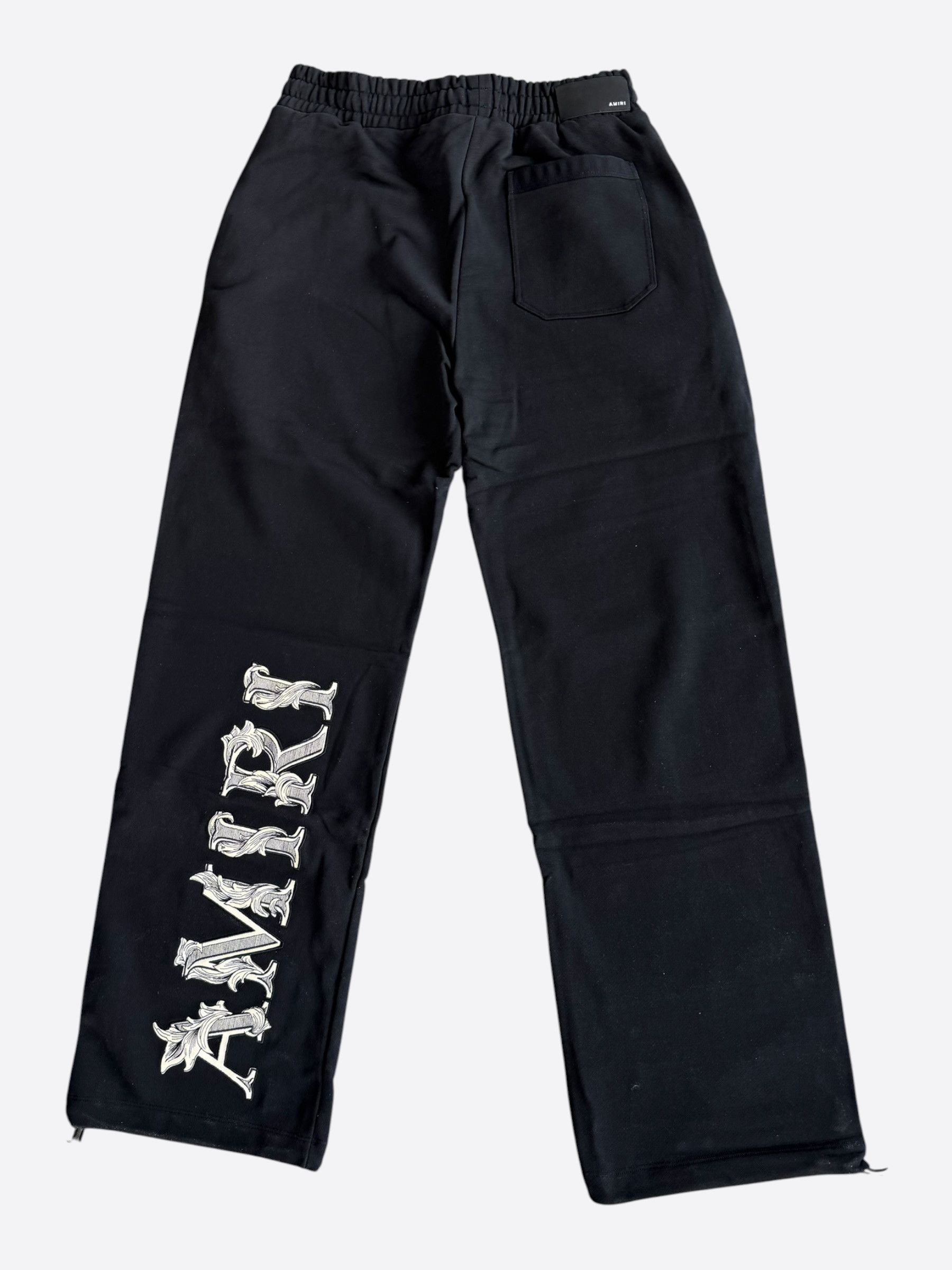 Amiri Amiri Black & White Baroque Logo Sweatpants Size US 32 / EU 48 - 2 Thumbnail