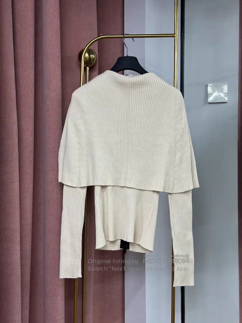 Jil Sander Jil Sander size 34 Knit zip jacket with lapel and navy coll Size S / US 4 / IT 40 - 3 Thumbnail