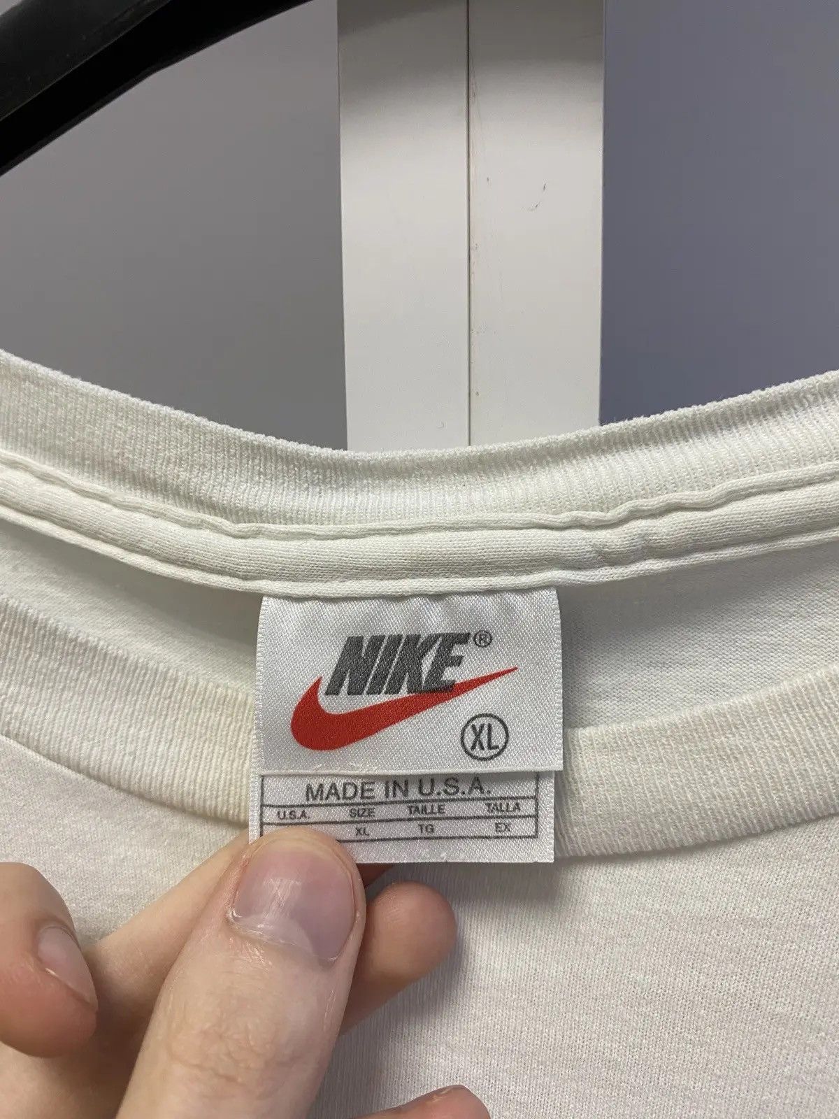 Nike × Vintage Vintage Nike Made in USA Big Swoosh Logo Tee 90s Size US XL / EU 56 / 4 - 5 Thumbnail