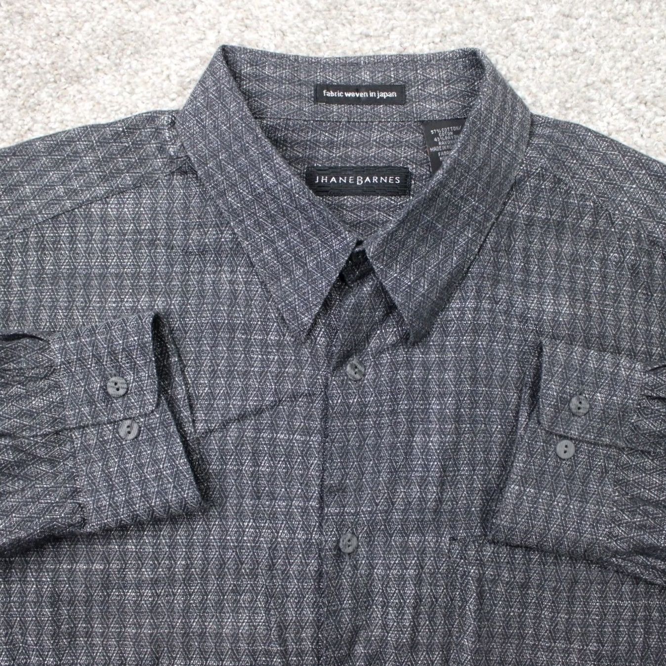 Vintage Jhane Barnes Shirt Mens XL Gray Geometric Cotton/Rayon Long Sleeve Button-Down Collar Size US XL / EU 56 / 4 - 2 Thumbnail