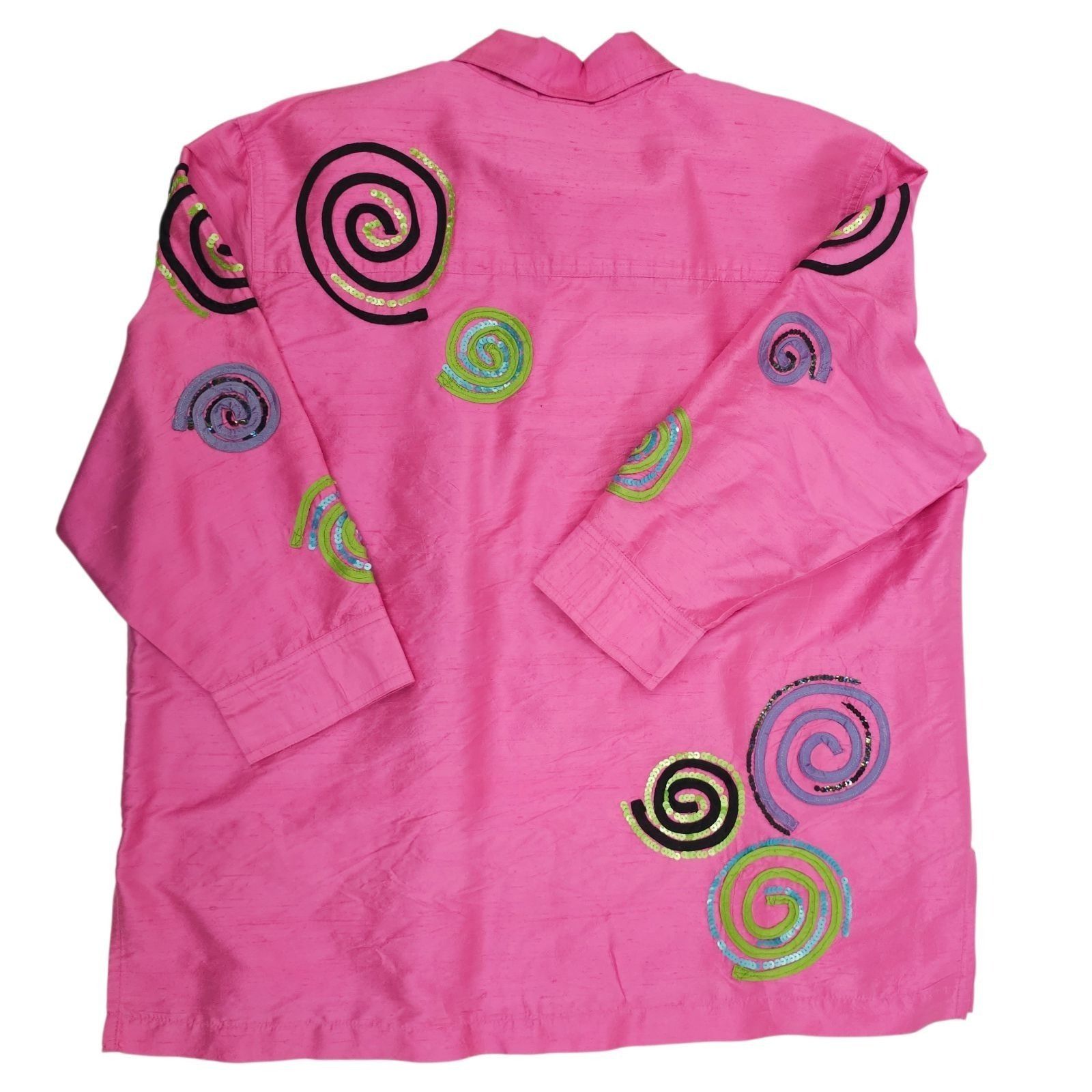 Other Bleu Bayou Silk Shacket L Pink Sequin Swirl Maximalist 90s Size L / US 10 / IT 46 - 9 Thumbnail