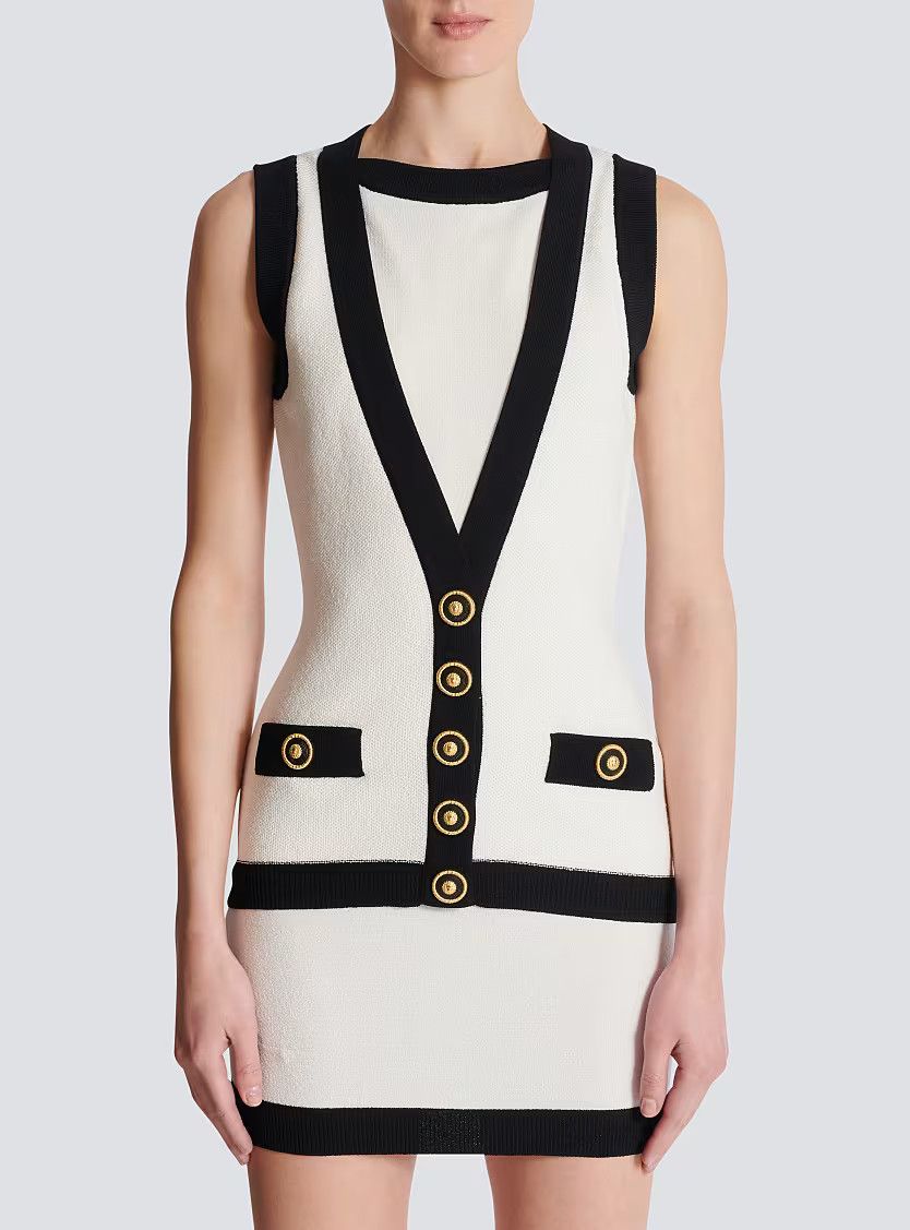 Balmain o1s1wg111225 Woven Mini Dress in White Size XL / US 12-14 / IT 48-50 - 4 Thumbnail