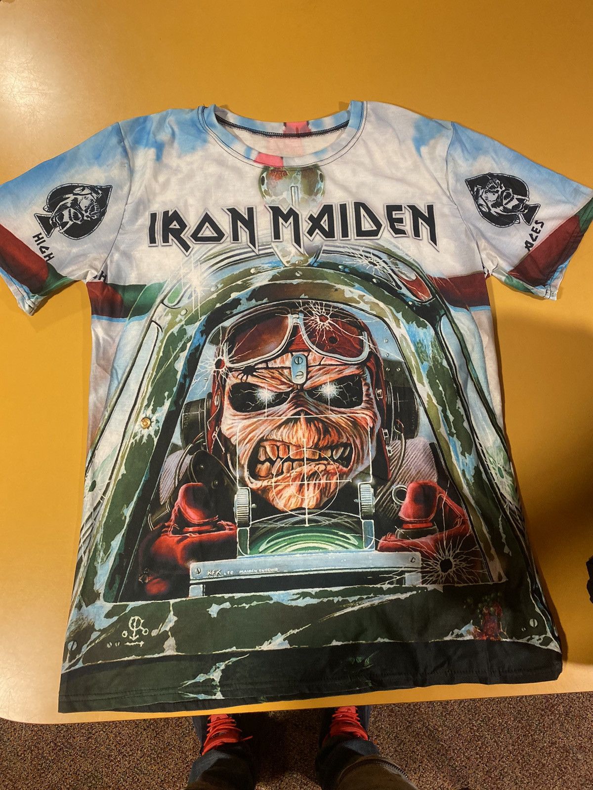 Vintage Iron Maiden Aces High air brush T shirt Size L | Grailed