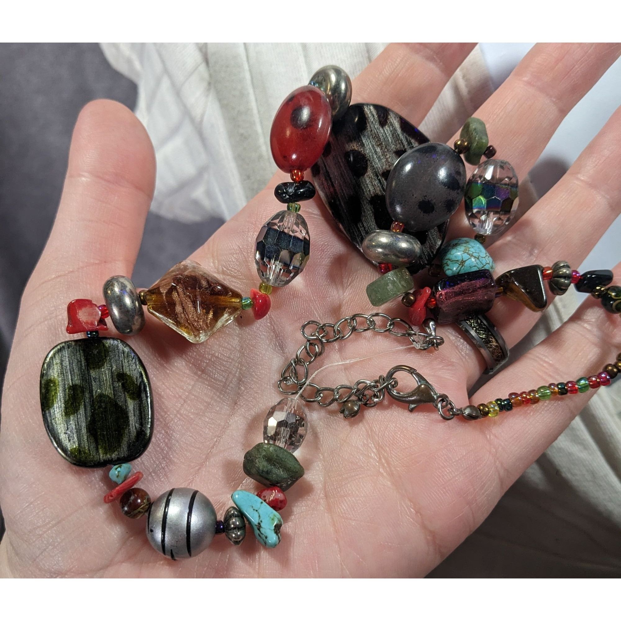 Other Handmade Rainbow Gemstone And Glass Beaded Necklace Size ONE SIZE - 3 Thumbnail