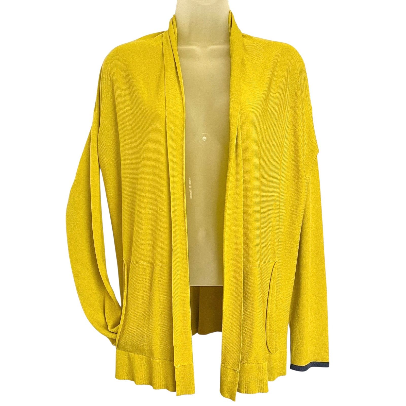 Other NIU Yellow Lightweight Jersey Shawl Collar Open Cardigan NIŪ Size M / US 6-8 / IT 42-44 - 2 Thumbnail