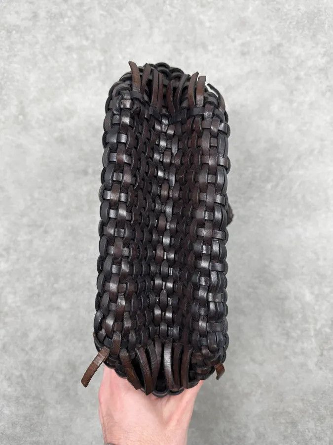 Jean Paul Gaultier 2000 Jean Paul Gaultier Woven Fringe Brown Leather Bag Size ONE SIZE - 6 Thumbnail