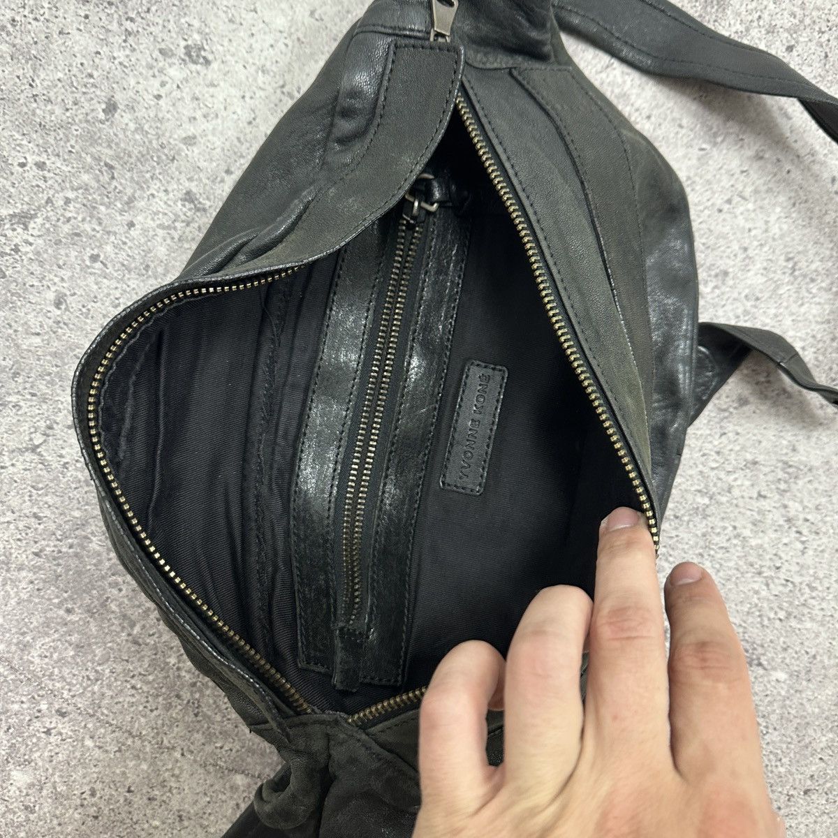 Vintage 00s Yvonne Kone Leather Bum Bag Italy hype og luxury