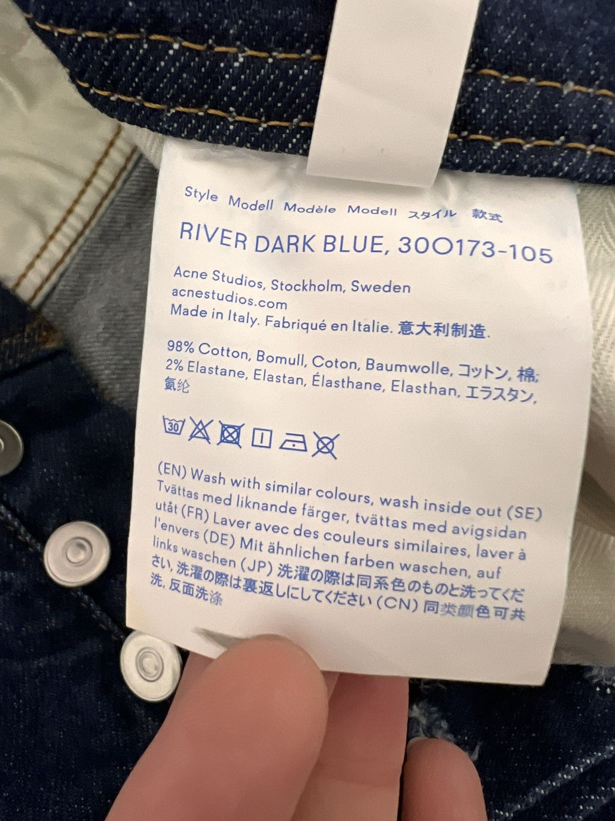 Acne Studios Acne Studios River Dark Blue Denim Jeans Size US 31 - 7 Thumbnail