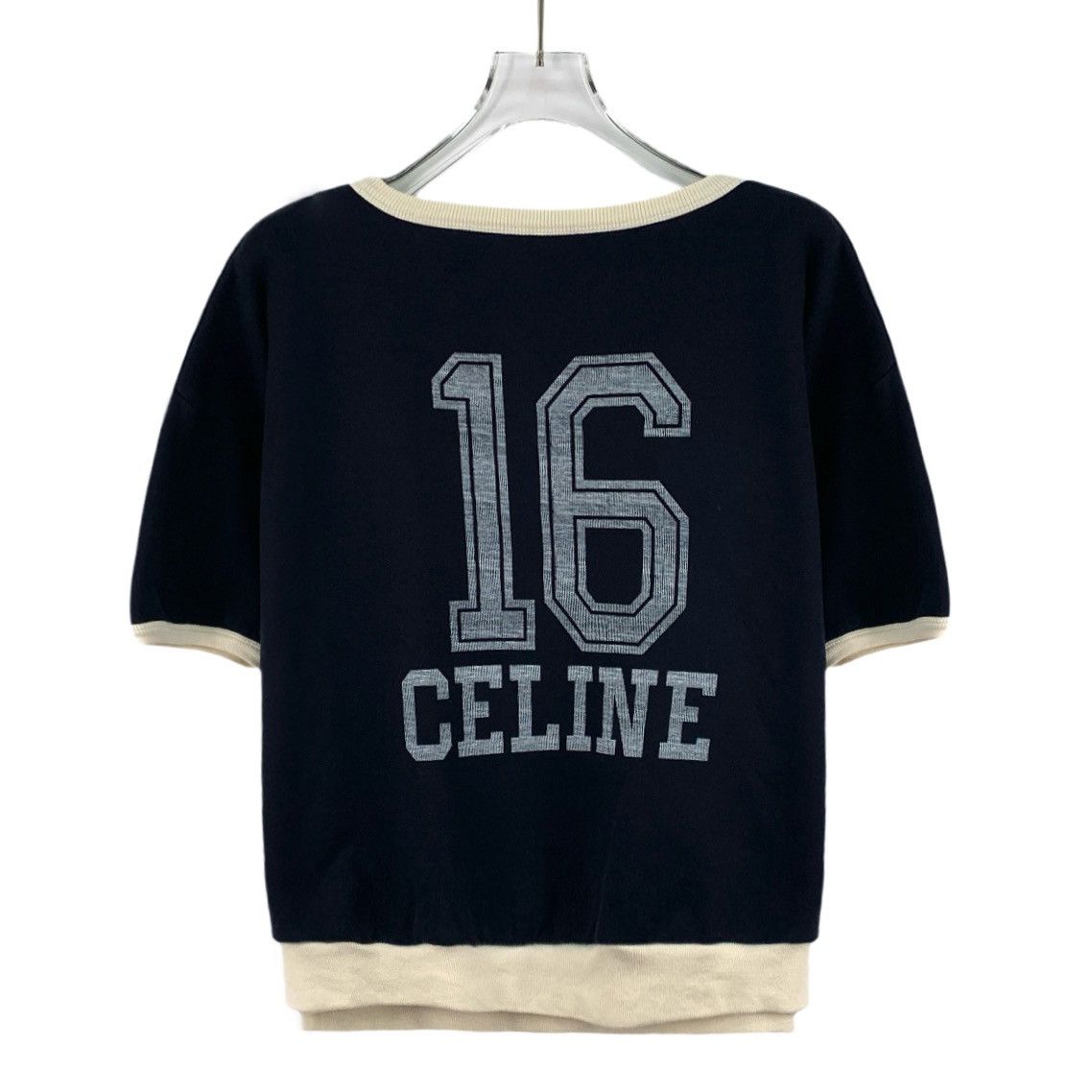 Celine Celine Navy Logo Letter Printed Short Sleeve T-shirt K26WX Size L / US 10 / IT 46 - 2 Thumbnail