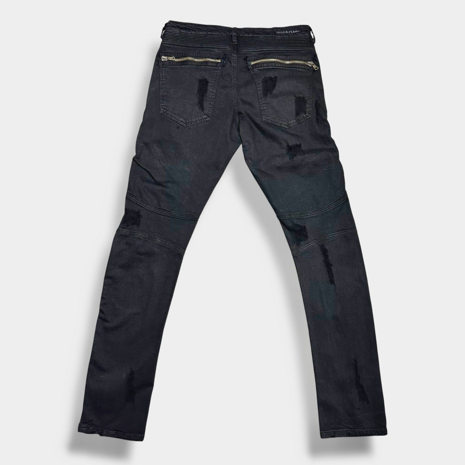 Rockstar Energy Rockstar Original Sushi Black Moto Biker Jeans Studded Punk Size US 32 / EU 48 - 2 Thumbnail