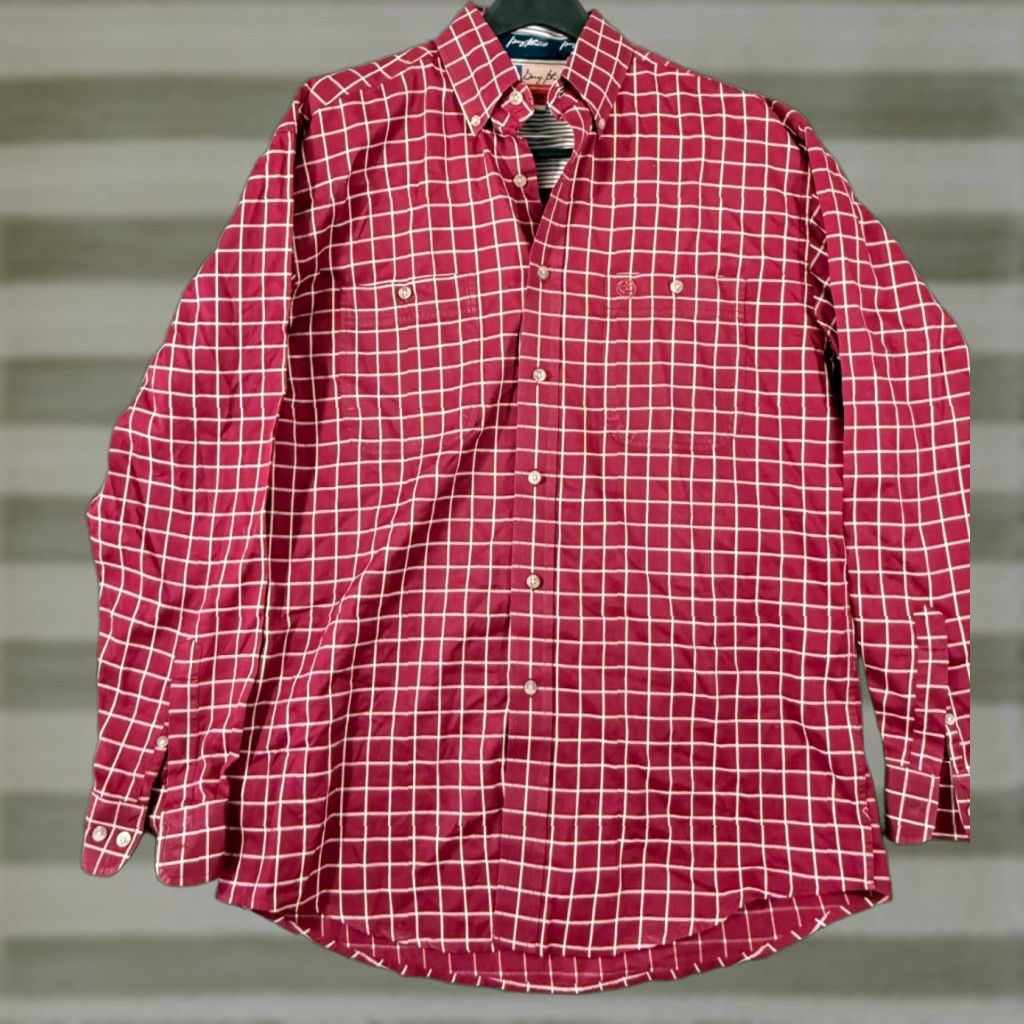 George George Strait Wrangler Western Shirt Mens M Red Checked Button Down Cowboy Cut Shirt Size US M / EU 48-50 / 2 - 1 Thumbnail