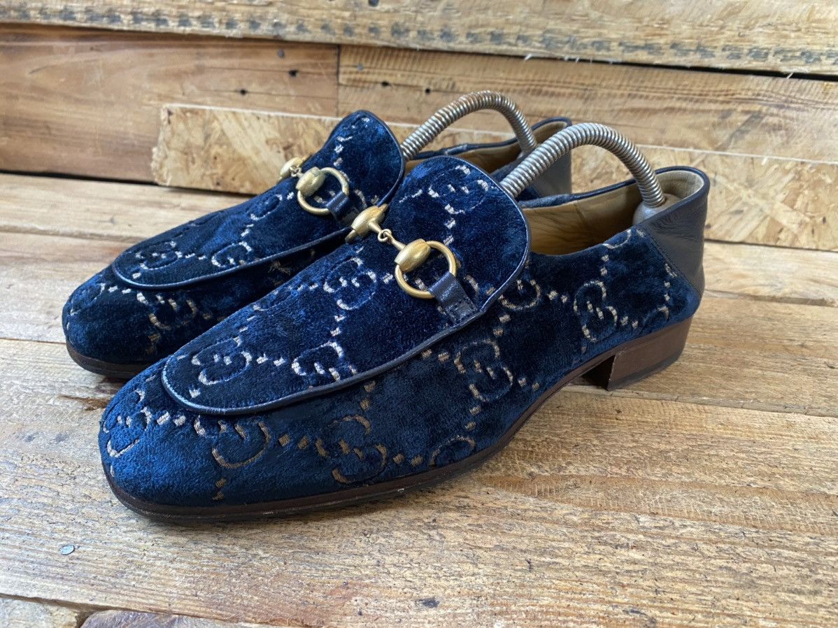 Designer × Gucci Gucci horsebit monogram velvet GG LOGO slip on loafers Uk6 Size US 7 / EU 40 - 1 Thumbnail
