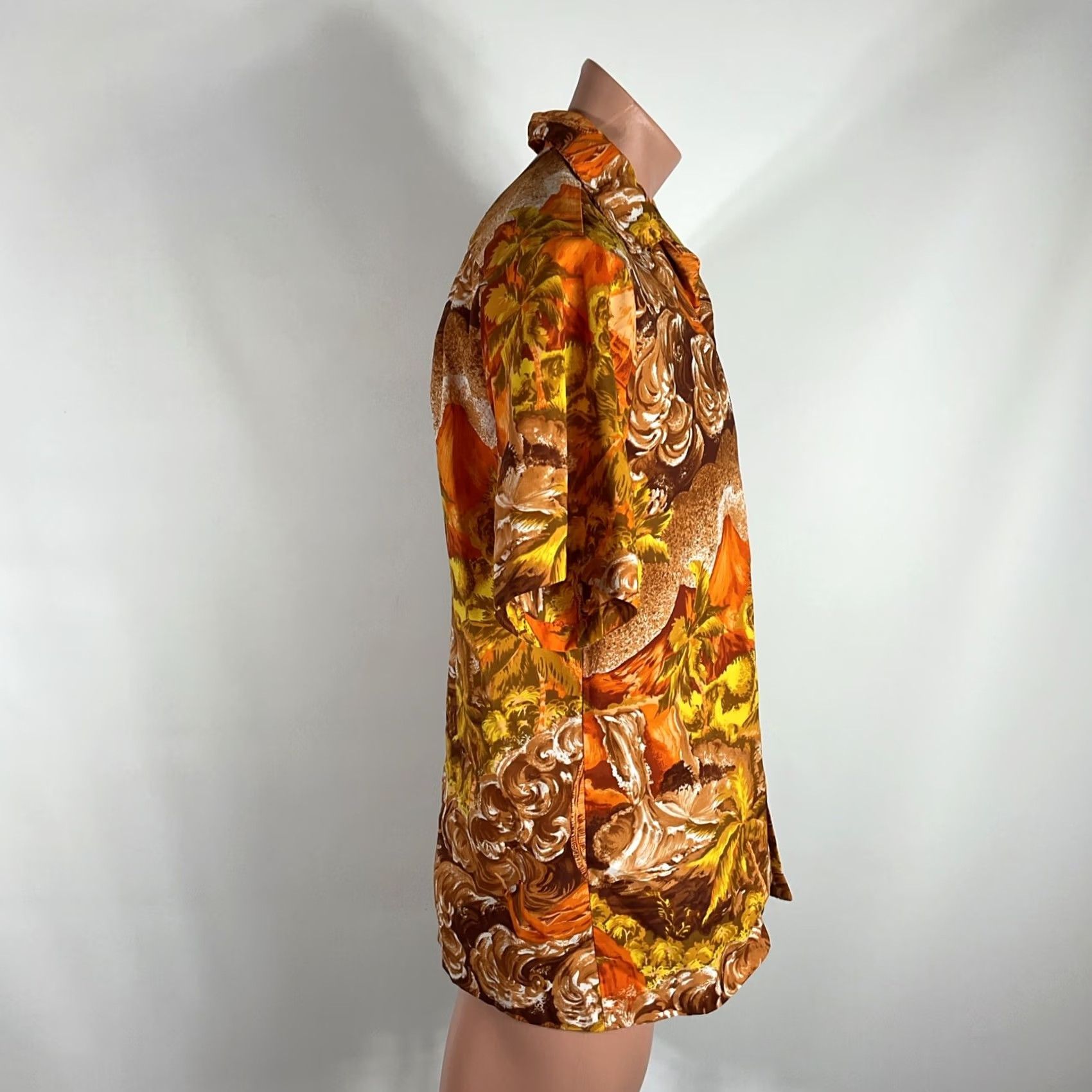 ALOHAS VTG 70s Kolekole Short Sleeve Aloha Hawaiian Burnt orange M Shirt Mens Size US 31 - 6 Thumbnail