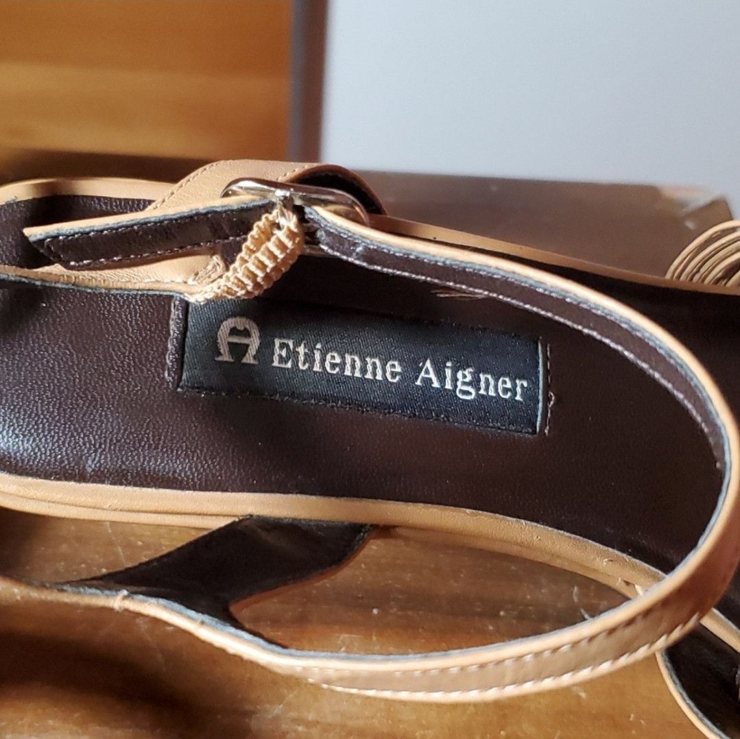 Etienne Aigner Etienne Aigner Size 9.5 Vintage Leather Wedge Tan Strappy Size US 9.5 / IT 39.5 - 7 Thumbnail