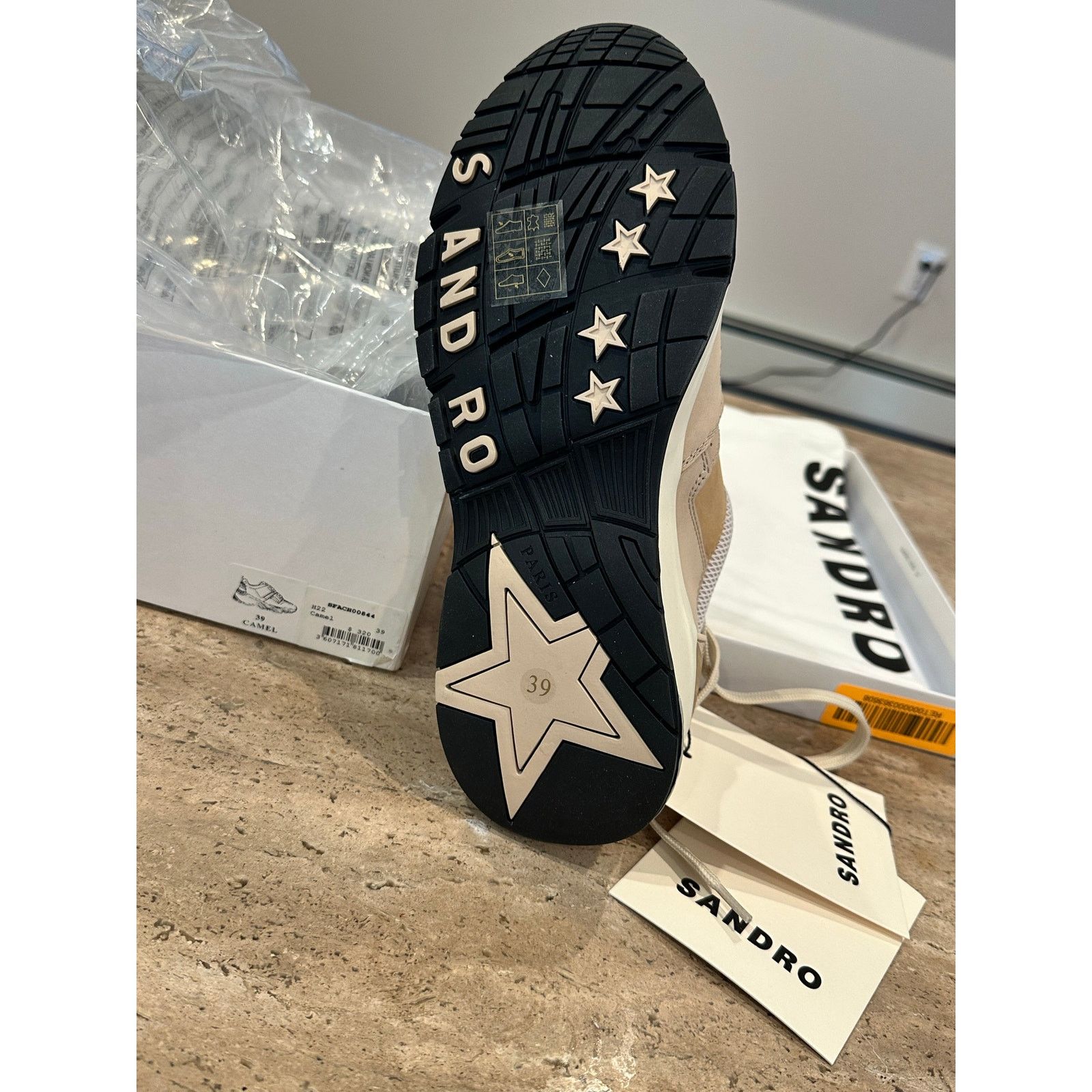 Sandro NEW in box Sandro Camel Mesh Nubuck + Leather Sneakers 39 Size US 8.5 / IT 38.5 - 8 Thumbnail