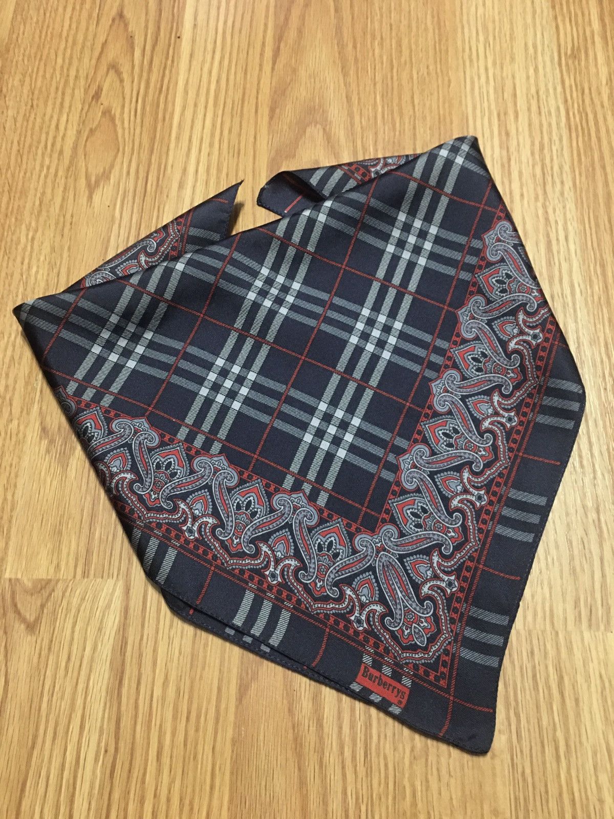 Burberry Burberry’s Vintage Blue Check Tartan Square Silk Scarf Size ONE SIZE - 2 Thumbnail