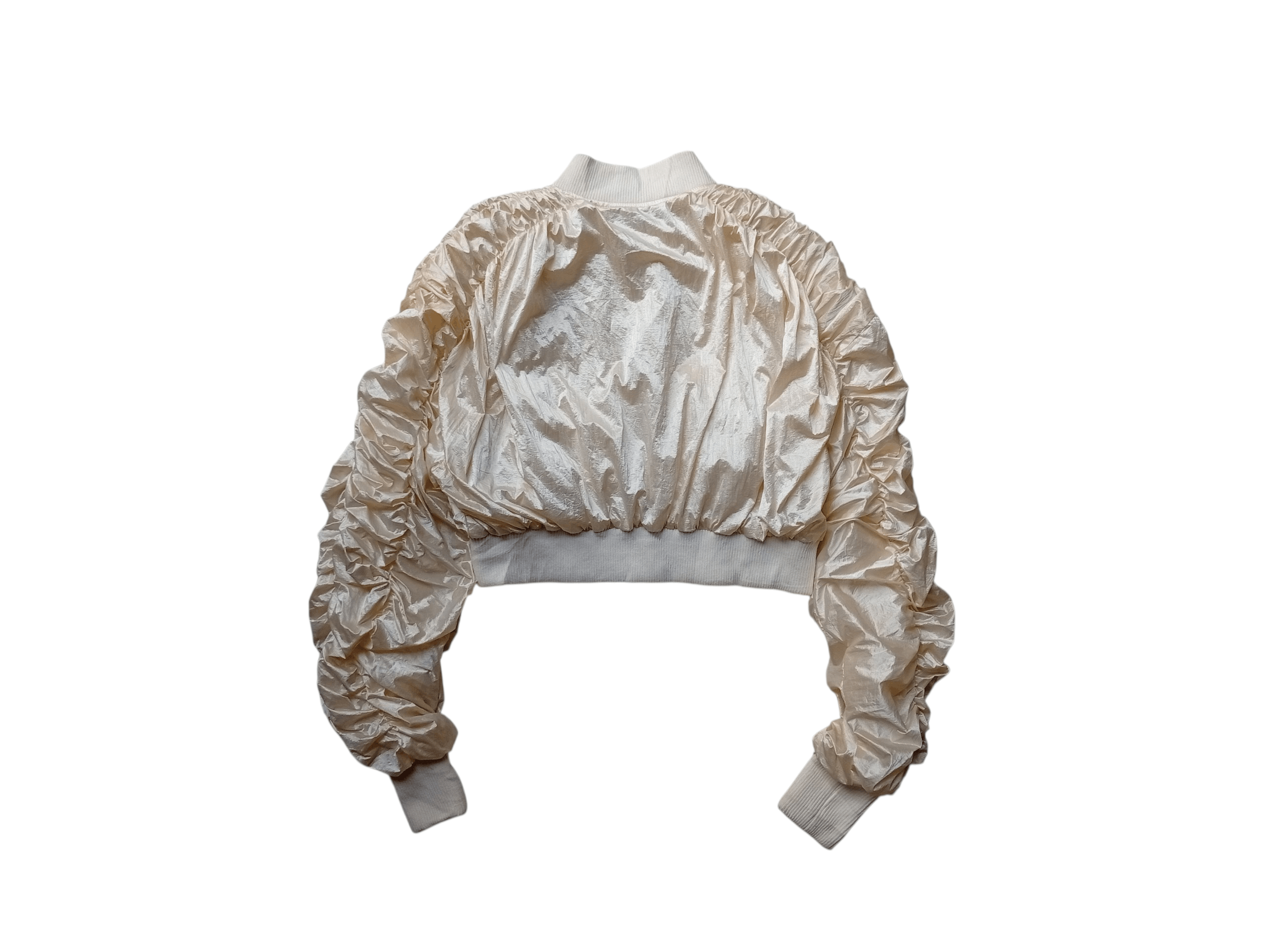 Japanese Brand Jeanasis wrinkled sleeve crop bomber jacket Size M / US 6-8 / IT 42-44 - 4 Thumbnail
