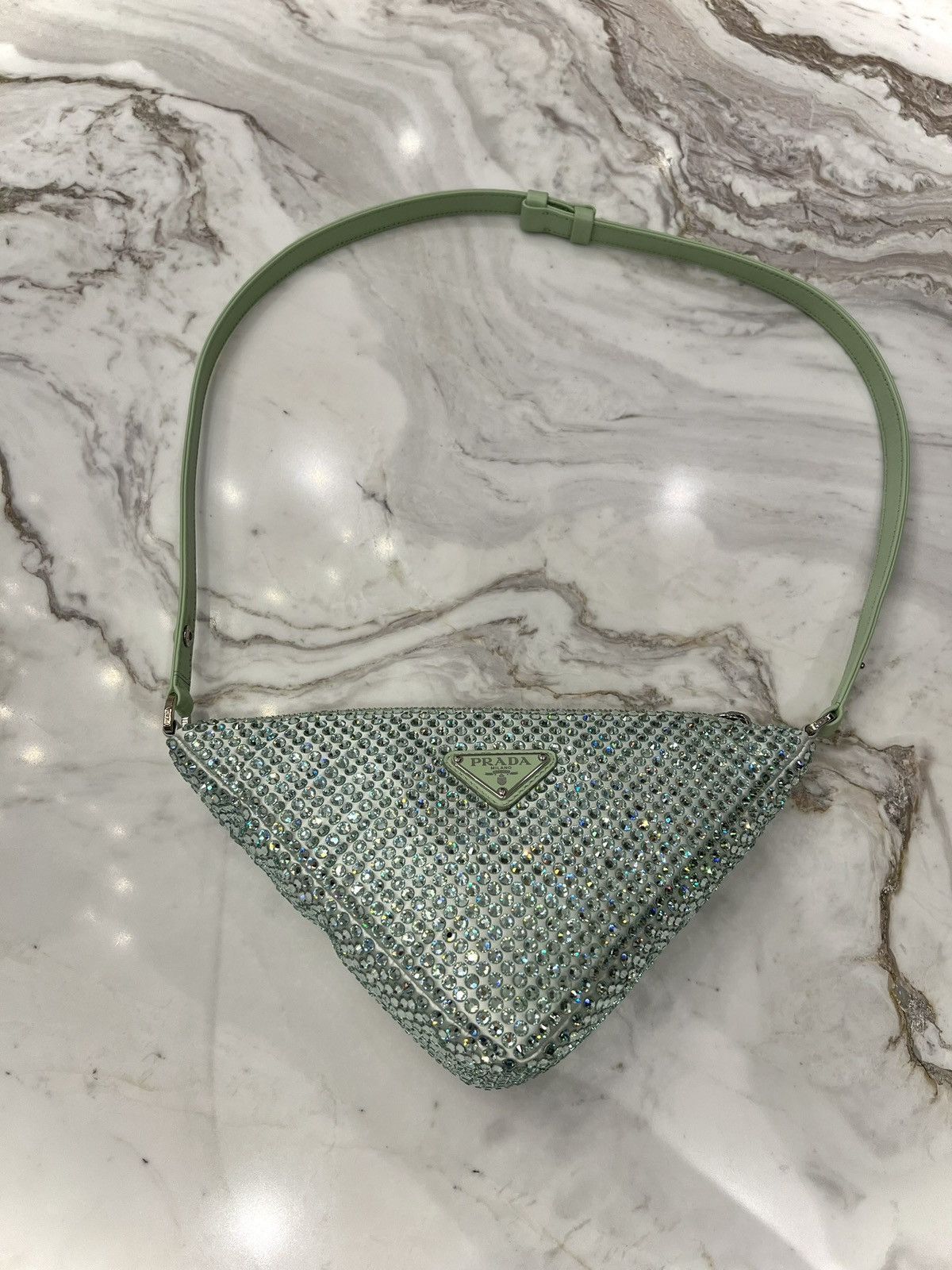 Prada Authentic Prada Green Mini Crystal Raso Bag Size ONE SIZE - 3 Thumbnail