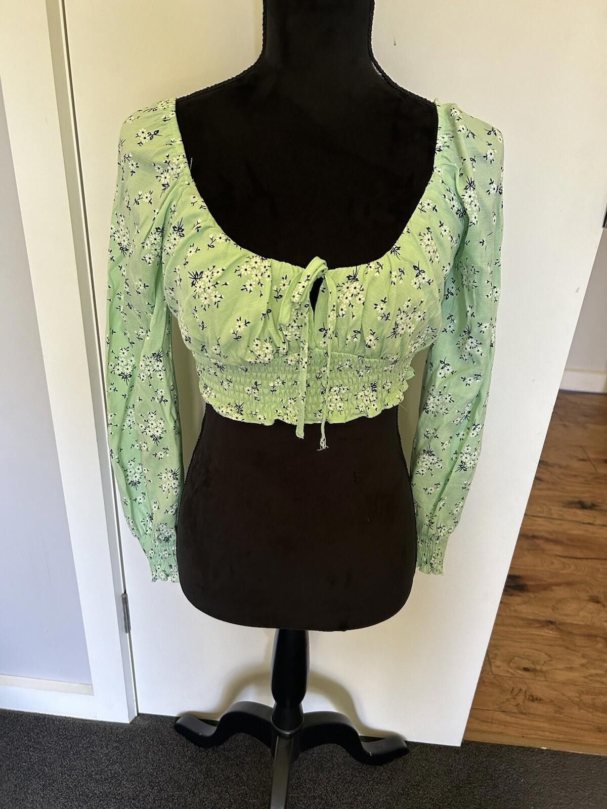 Designer Luck and Trouble Boho Festival top Mint floral - Sz 8 (004) Size S / US 4 / IT 40 - 2 Thumbnail