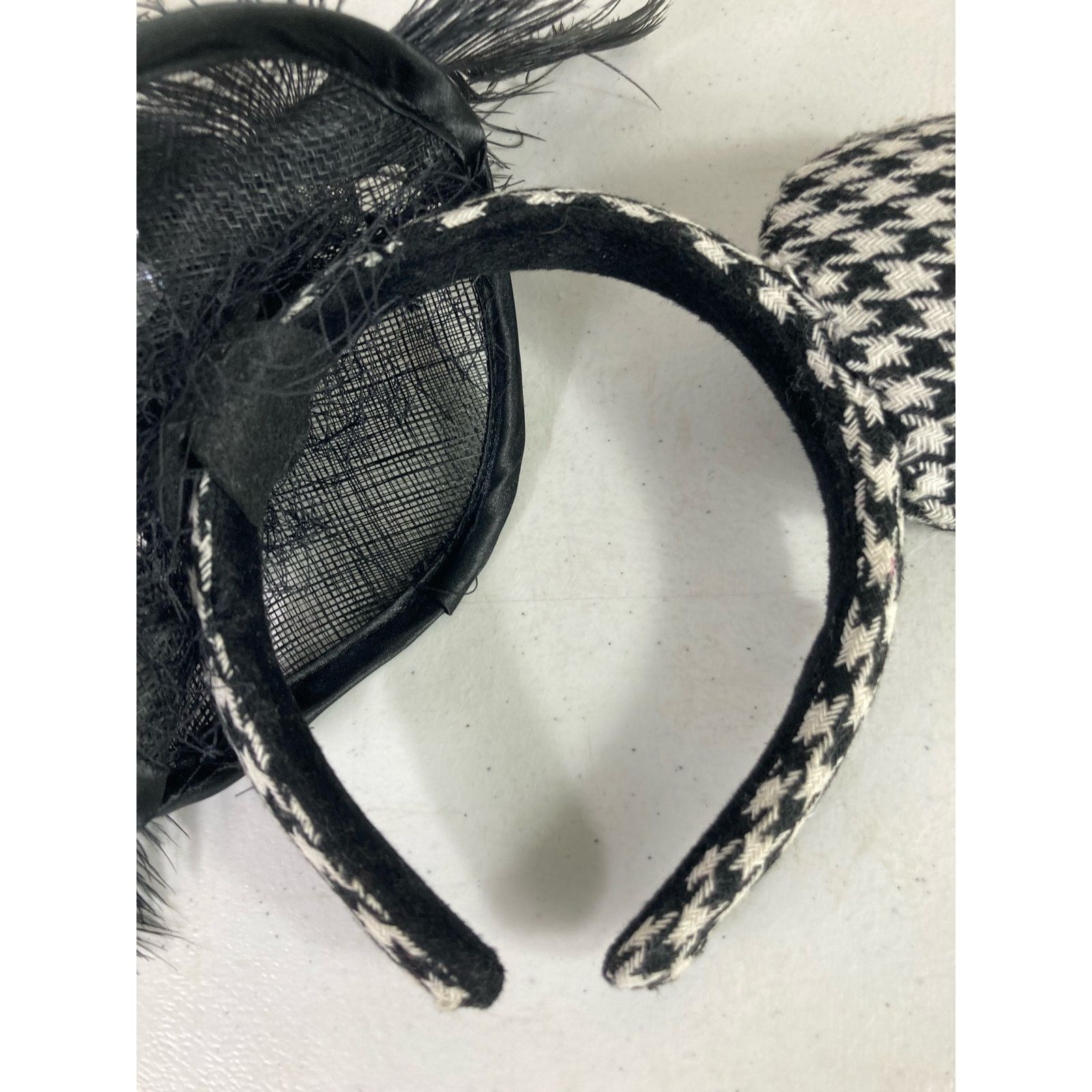 Disney Houndstooth Mickey Ears Black White Disney Parks DAMAGED Size ONE SIZE - 5 Thumbnail