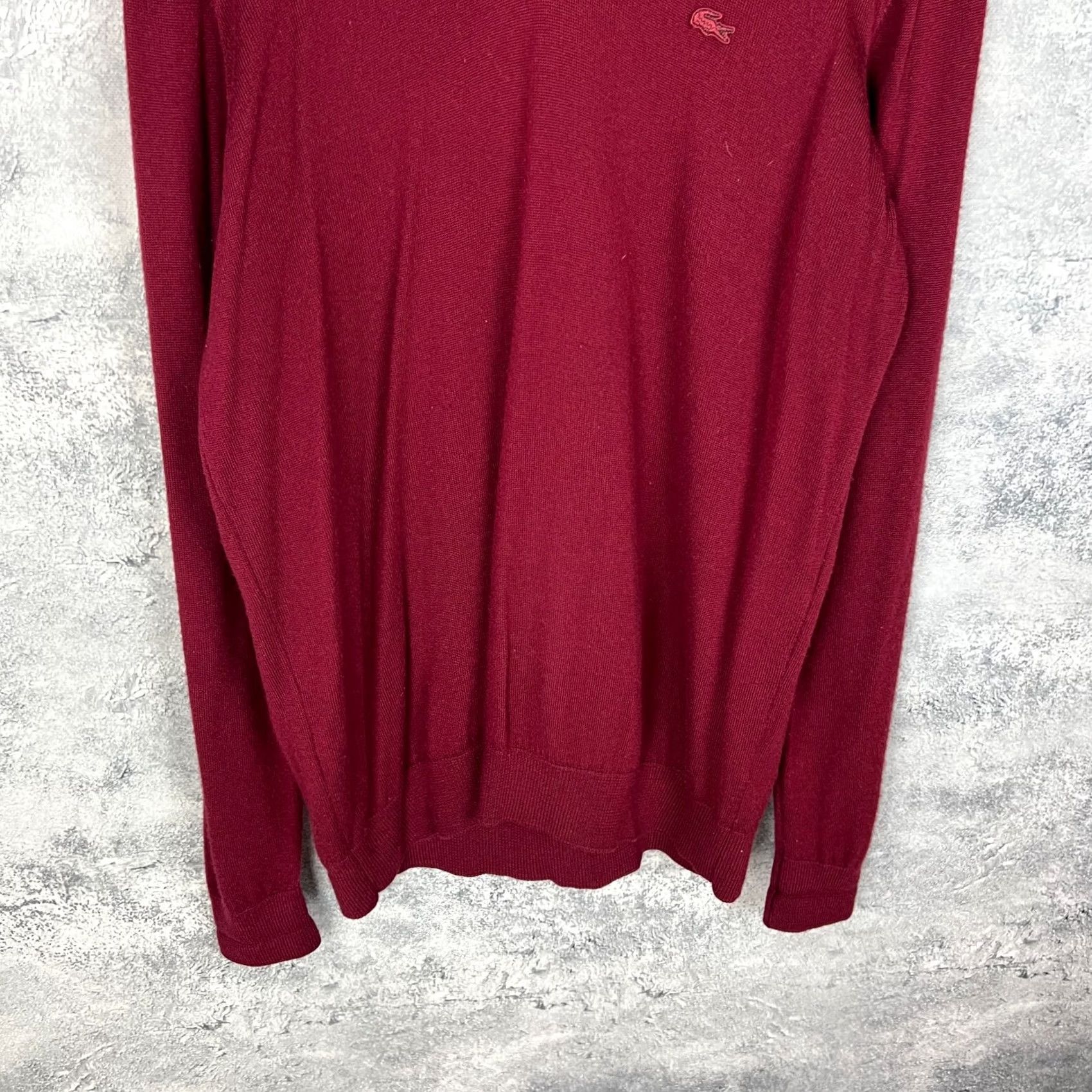 Lacoste Lacoste Sweater Wool V-Neck Burgundy Men’s Pullover Size 6 Classic Red Size US S / EU 44-46 / 1 - 3 Thumbnail