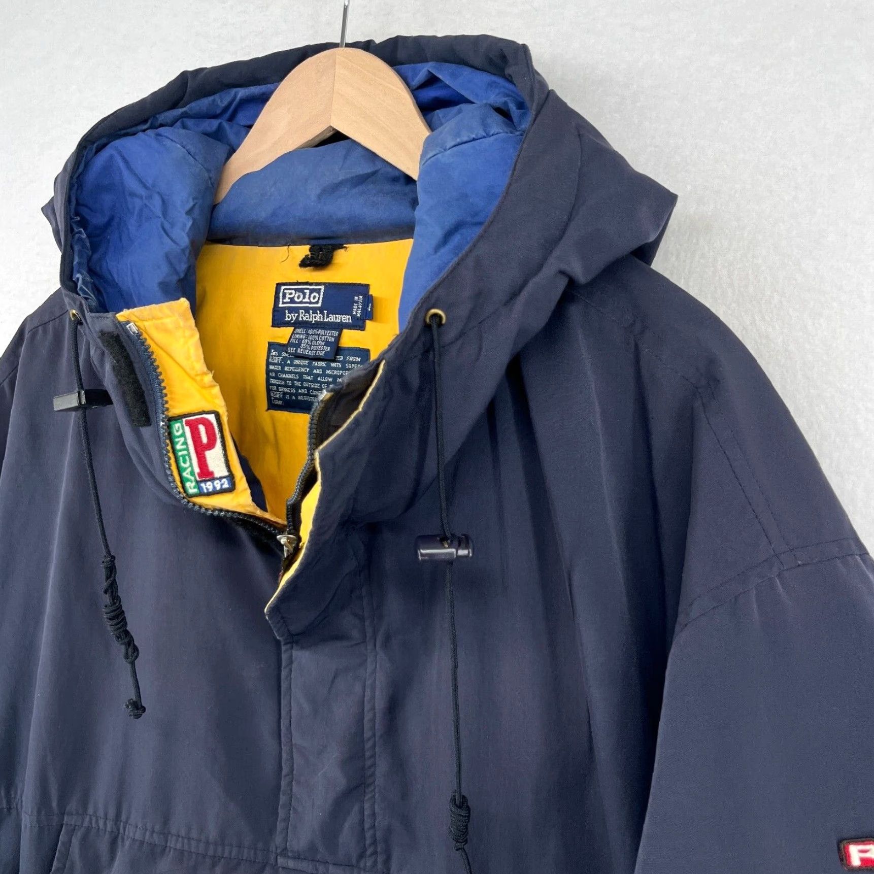 Vintage POLO RALPH LAUREN Anorak L 1992 P Racing 90s Skiing Hood