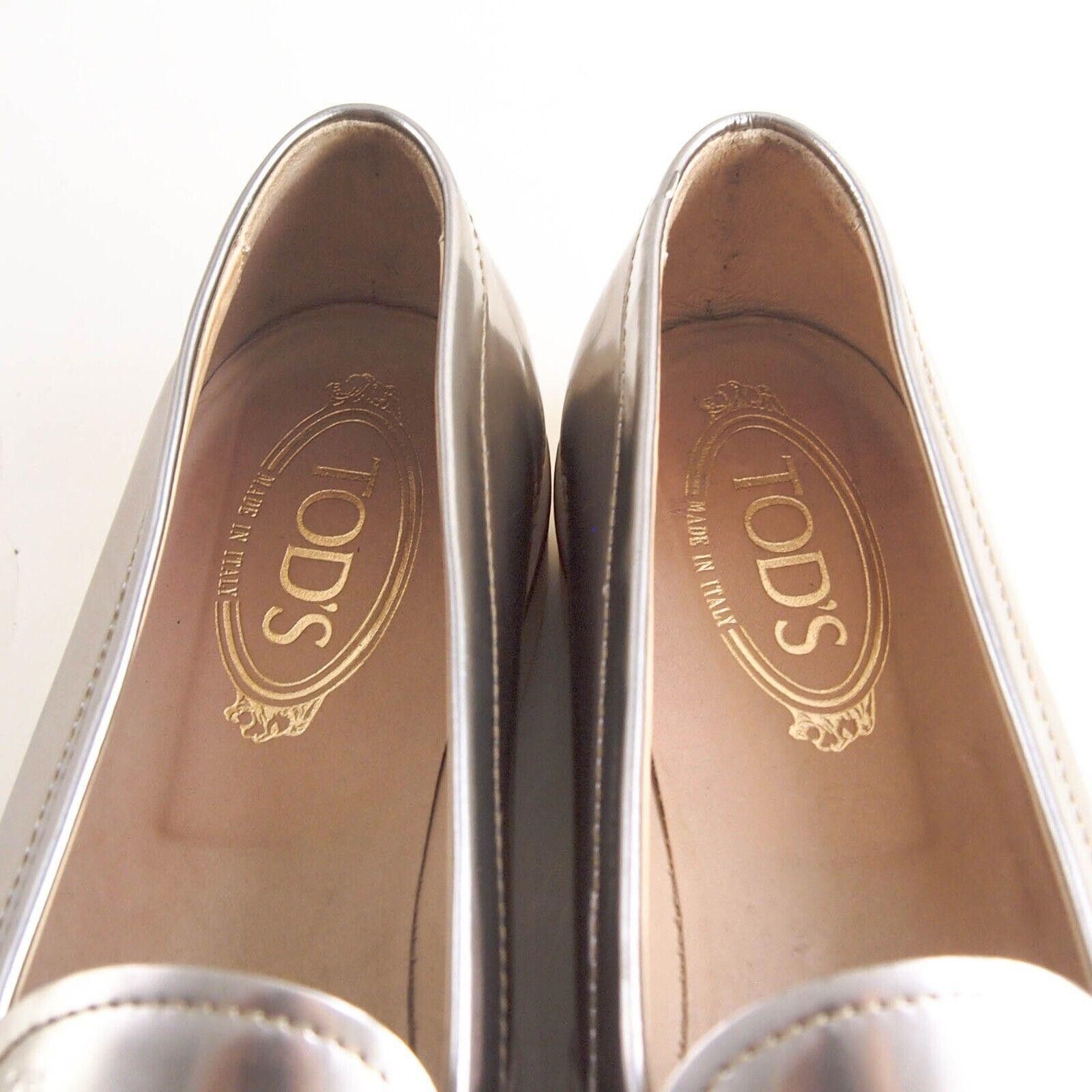 Tod's TODs Penny Loafers Silver Mirror Leather EU 40.5 US 10.5 Size US 10.5 / IT 40.5 - 4 Thumbnail