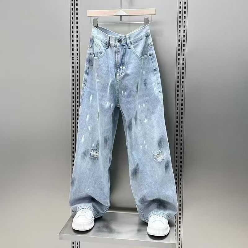 Vintage Light Wash Paint Splatter Wide-Leg Jeans Size US 32 / EU 48 - 1 Thumbnail