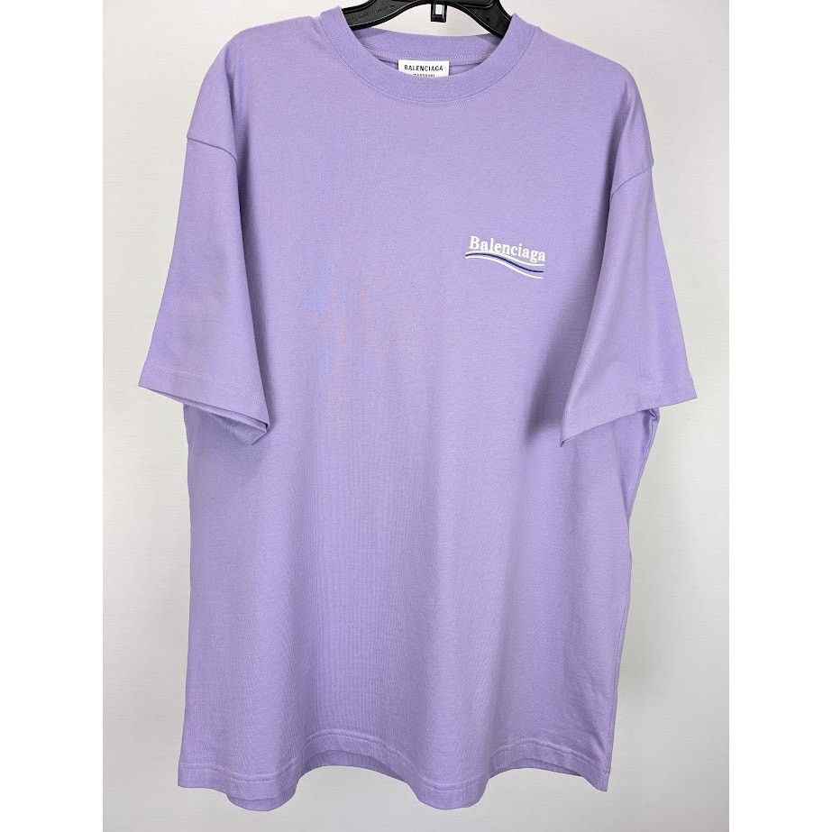 Balenciaga o1rshd1 Political Logo Large Fit T-Shirt in Light Purple Size US M / EU 48-50 / 2 - 2 Thumbnail