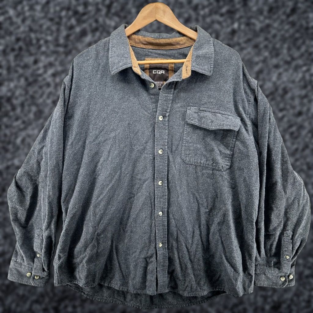 Vintage CQR Button-Up Shirt Gray Men's 2XL Long Sleeve Collared Cotton Pockets Size US XXL / EU 58 / 5 - 1 Thumbnail