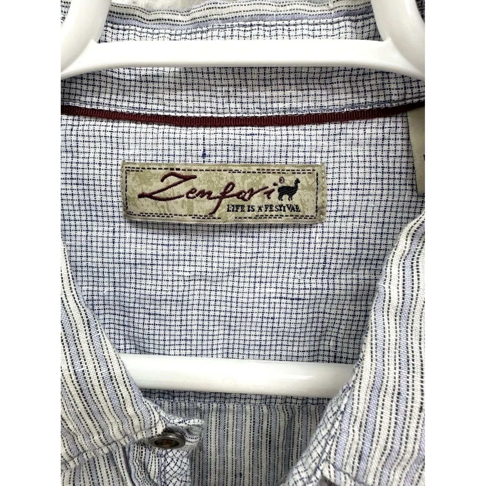 Vintage Zenfari 100% Linen Men’s Button-Up Long Sleeve Shirt L Gray Mens Size US L / EU 52-54 / 3 - 3 Thumbnail