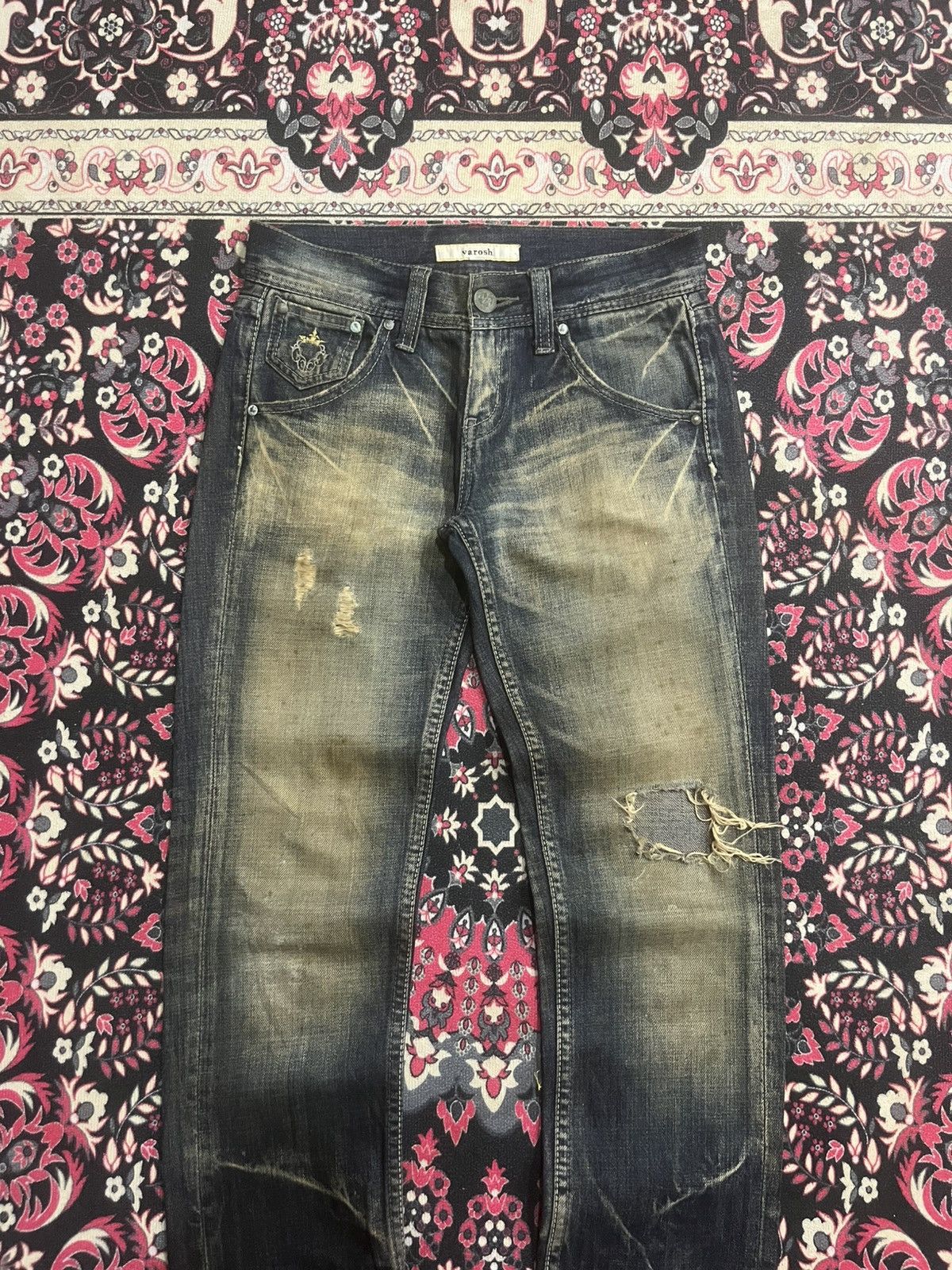 Undercover Varosh Blowout Distressed Mud Whisker Washed Zipper Leg Jean Size US 29 - 5 Thumbnail