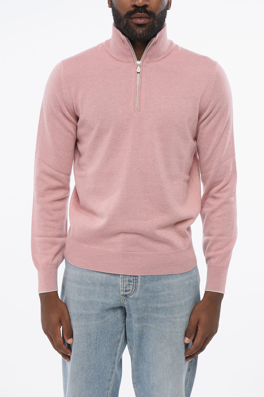 og1mm0725 Pure Cashmere Mockneck Sweater in Pink