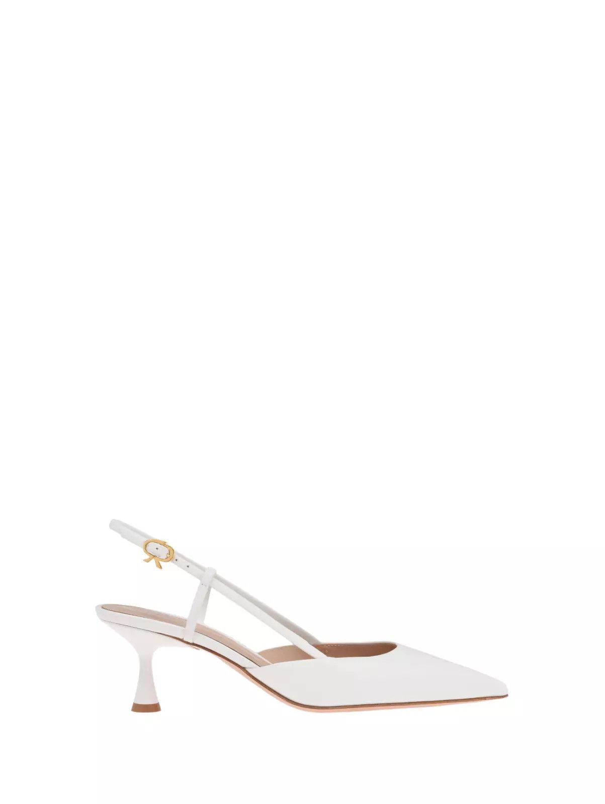 GIANVITO ROSSI Ascent 55 White Leather Slingback Pumps