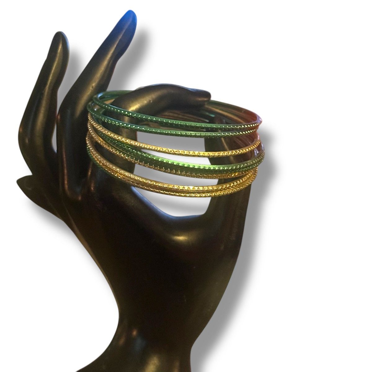 Other Green and gold thin bangle bracelets Size ONE SIZE - 2 Thumbnail