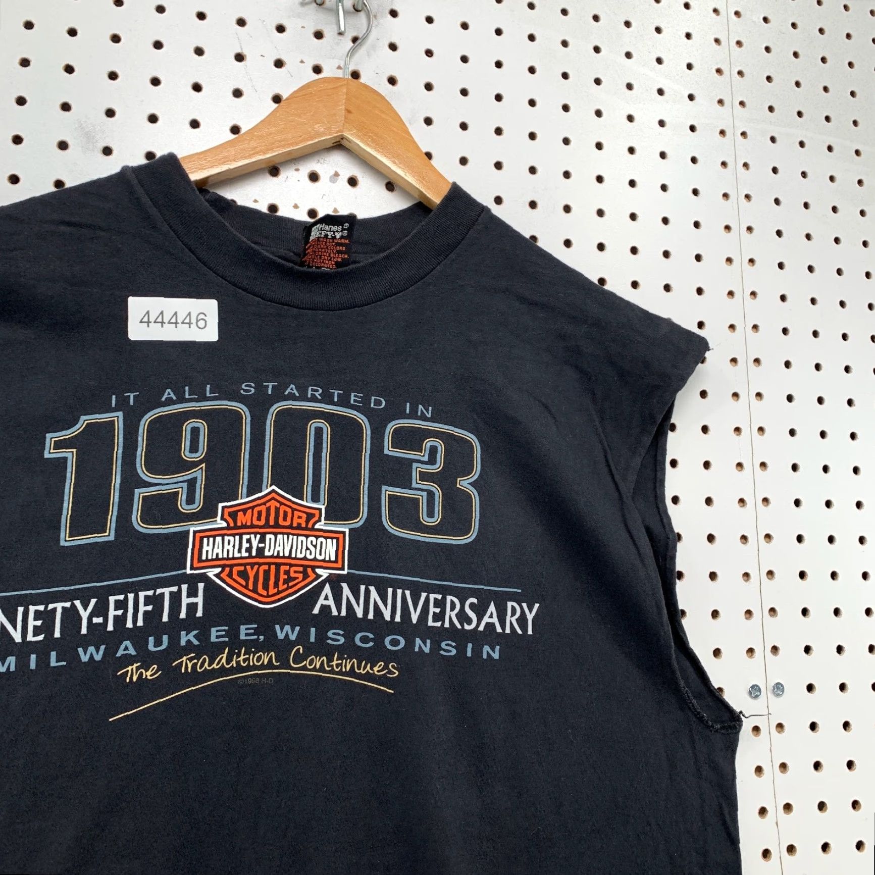 Harley Davidson VINTAGE Harley-Davidson 95th Anniversary Shirt Mens XL Black UKE Wisconsin USA Crew Neck Short Sleeve T-Shirt Motorcycle 1990s Mens Size US XL / EU 56 / 4 - 7 Thumbnail