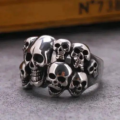Other Multiple Skeleton Skull Man Rings Grunge Rock Ghost Size ONE SIZE - 3 Thumbnail