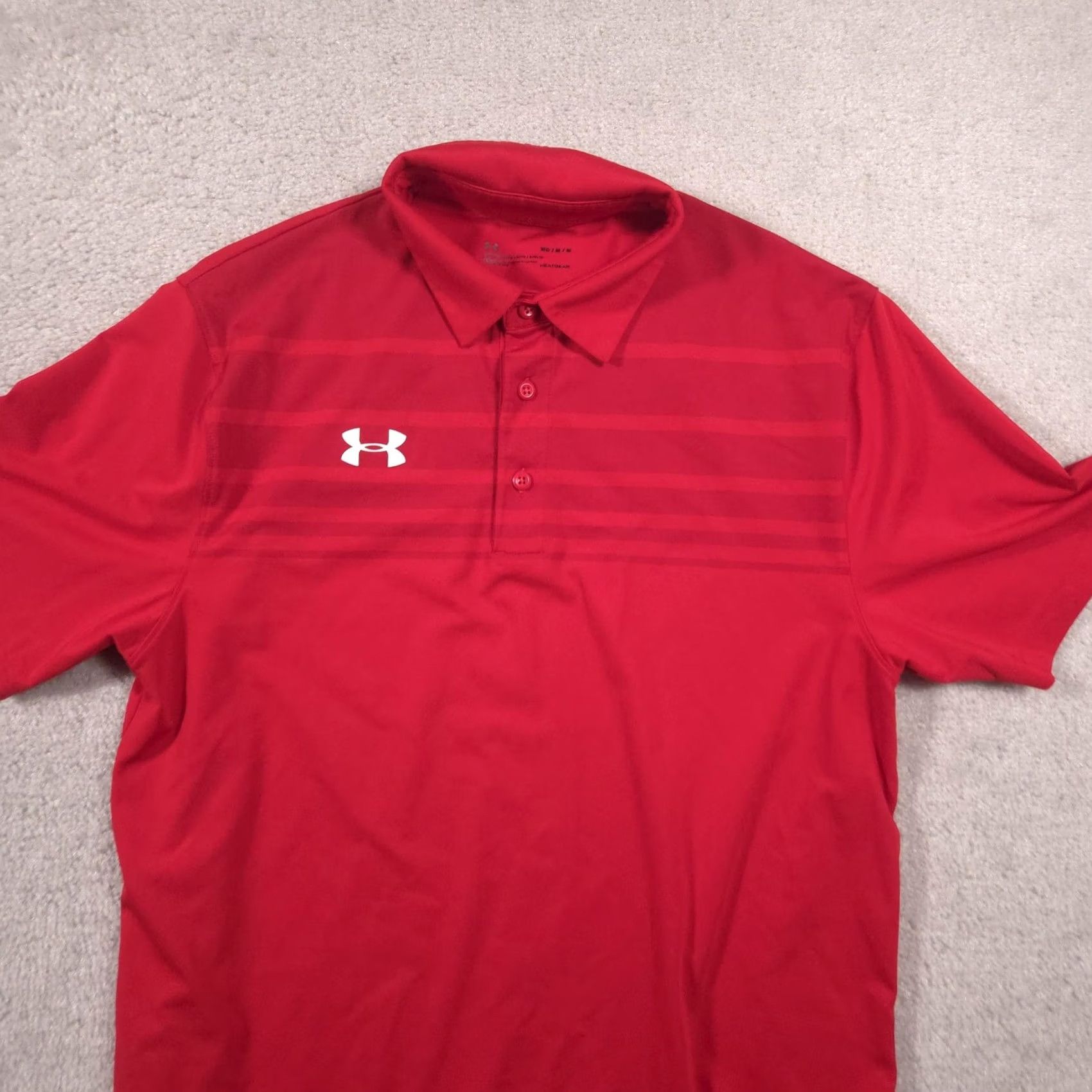 Under Armour Under Armour Polo Shirt Mens Medium Red Striped HeatGear Golf Performance Top Size US M / EU 48-50 / 2 - 4 Thumbnail