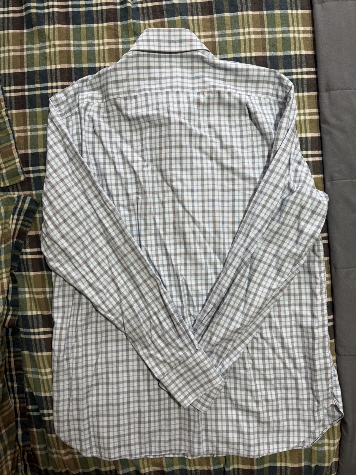 Ermenegildo Zegna Ermenegildo Zegna Blue Plaid Shirt Size US L / EU 52-54 / 3 - 2 Thumbnail