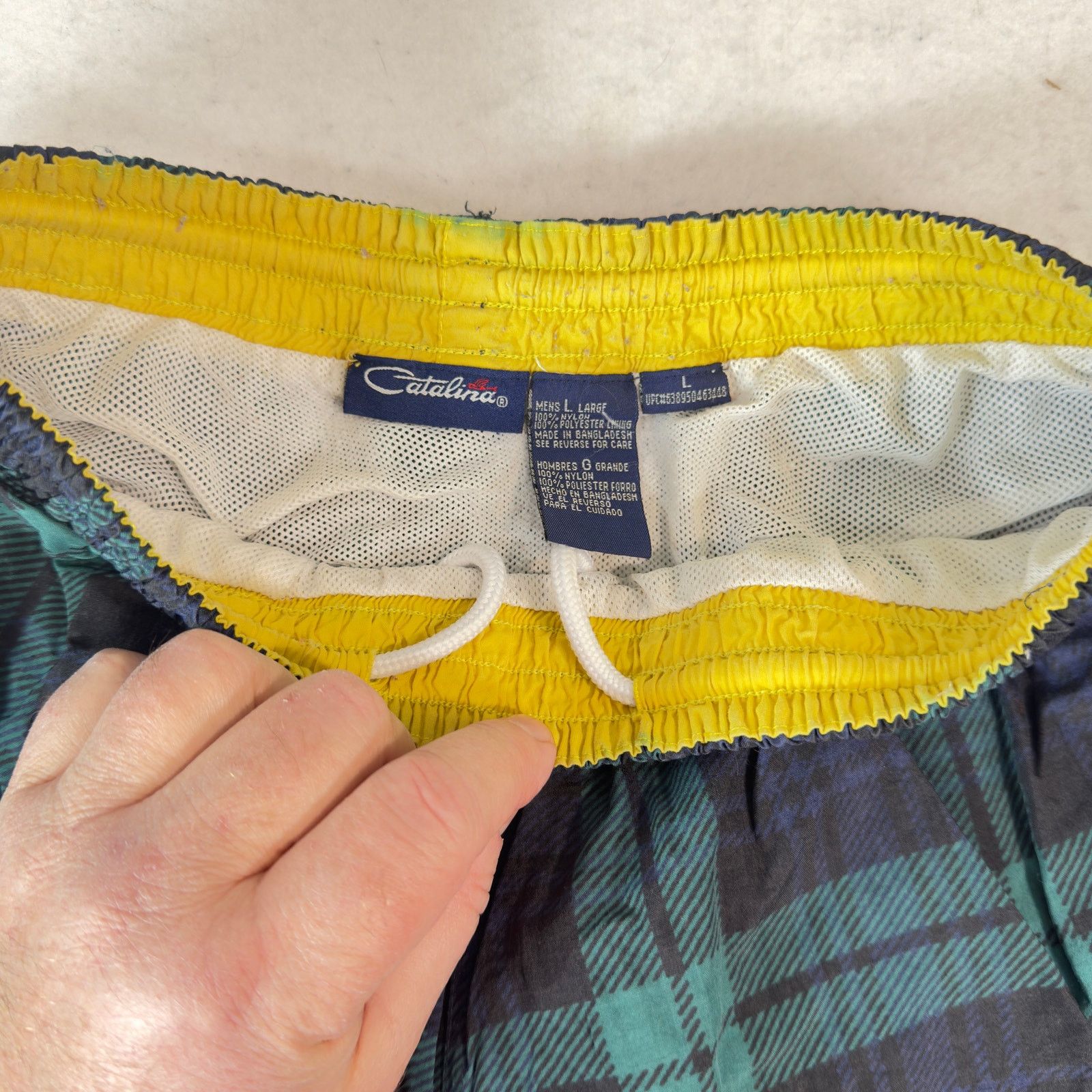 Catalina Catalina MenL Swim Trunks Green Plaid Lined Drawstring Waist Size US 40 / EU 56 - 5 Thumbnail