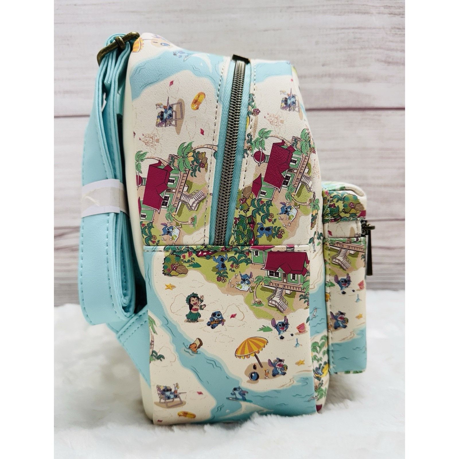 Disney Loungefly Disney Lilo & Stitch Island Map Mini Backpack NWT Size ONE SIZE - 2 Thumbnail