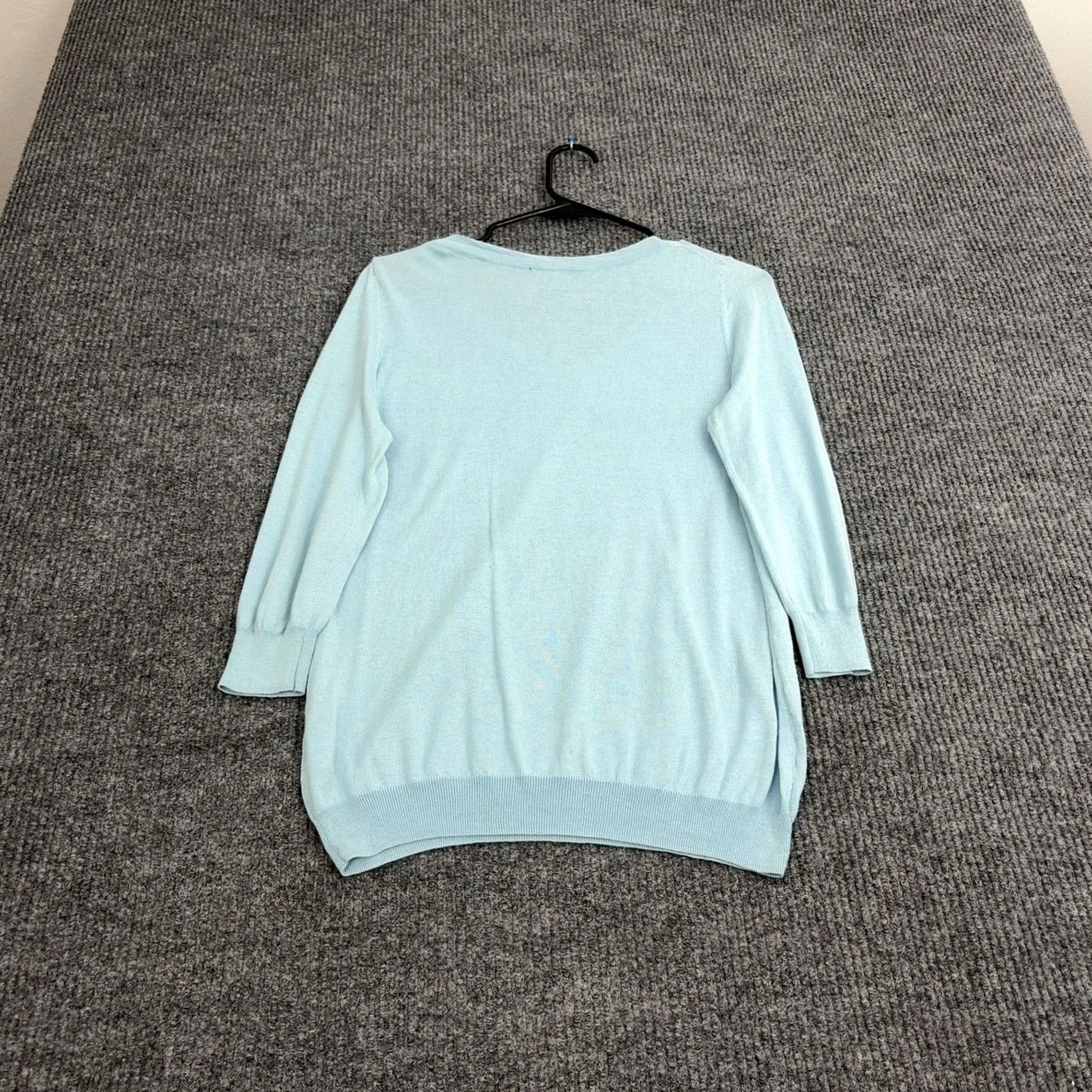 Talbots Talbots Sweater Womens M Blue Silk Cotton Blend V-Neck 3/4 Sleeve Classic Style Size M / US 6-8 / IT 42-44 - 5 Thumbnail