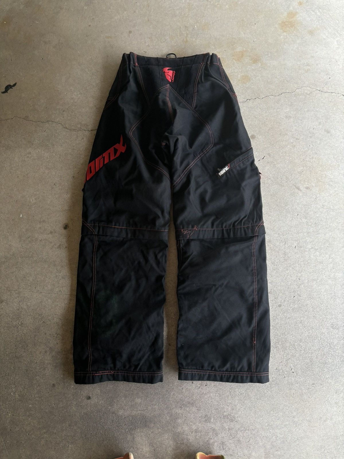 Vintage Crazy Thor Motocross Wide Leg Thick Red Accent Black Pants Size US 30 / EU 46 - 2 Thumbnail