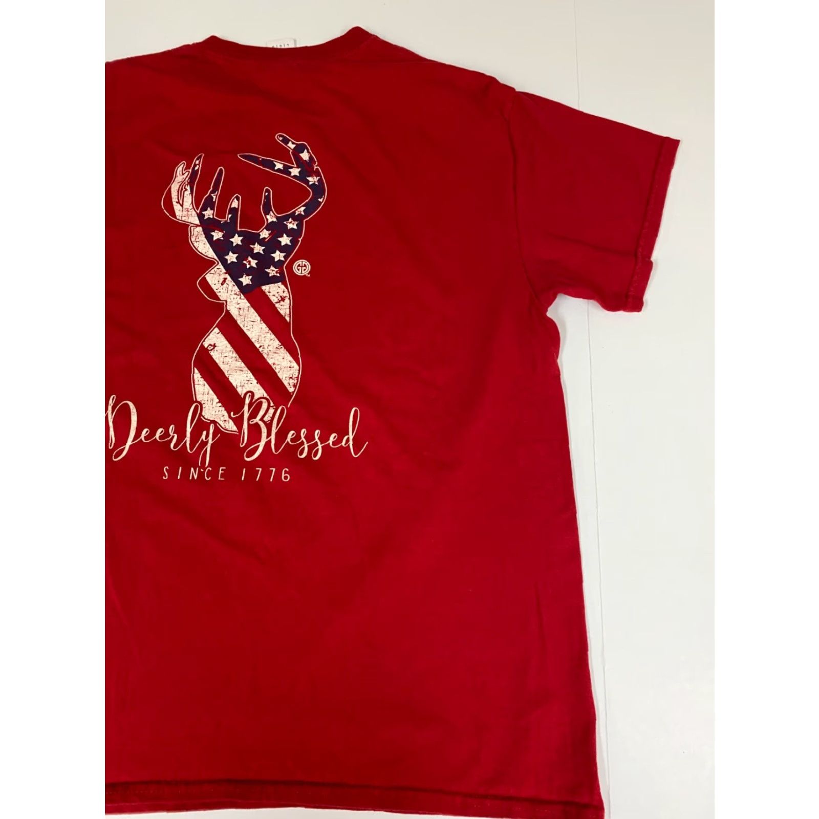 Gildan Gildan Deer Mens Shirt L Red Christmas Outdoor Logo Crew Neck T-Shirt Regular Cotton Short Sleeve Men Size US L / EU 52-54 / 3 - 6 Thumbnail