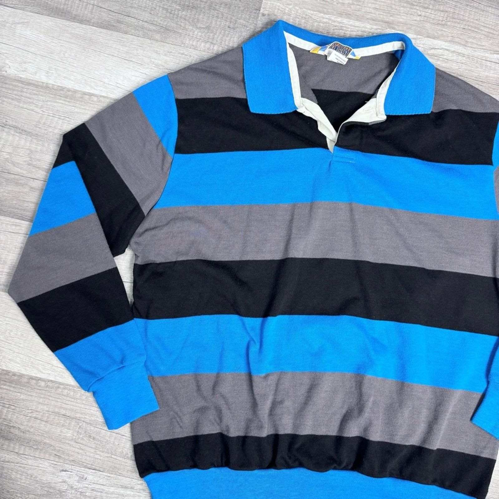 Vintage Vintage 90s Visual Effects Rugby Shirt Striped Polo Size US XL / EU 56 / 4 - 2 Thumbnail